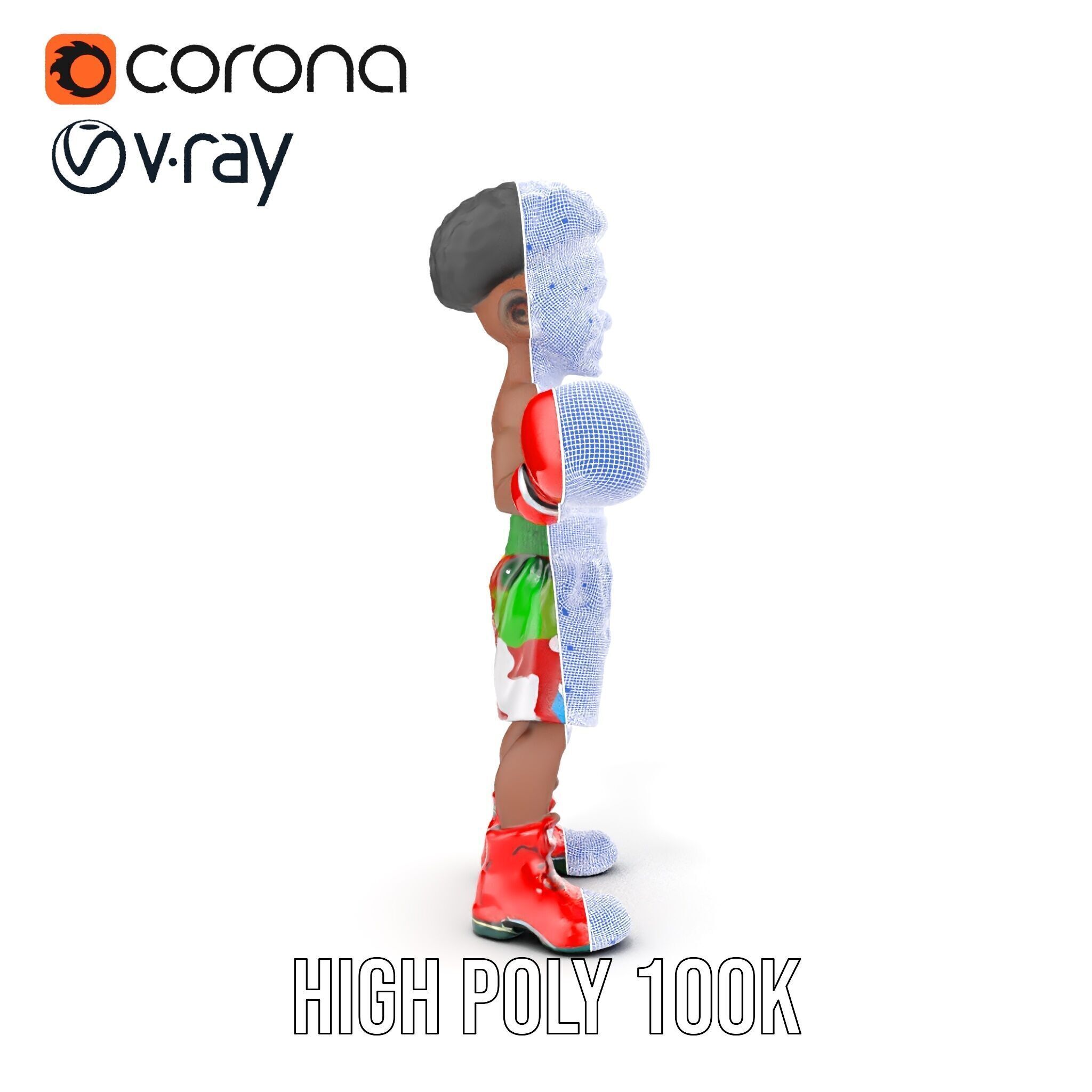 Animated Boxing Kid Model Rigged and Ready for Games Low-poly 3D model_38