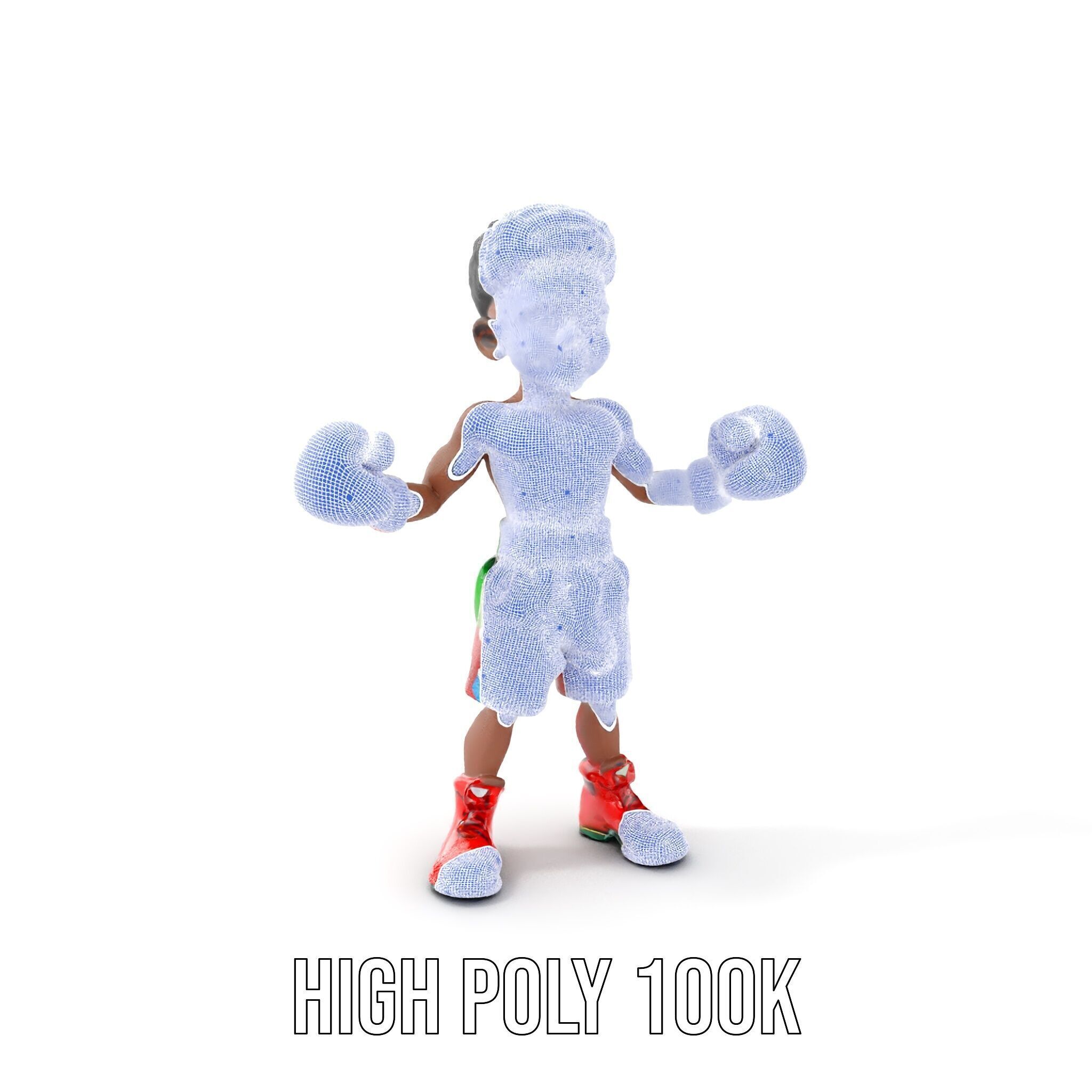 Animated Boxing Kid Model Rigged and Ready for Games Low-poly 3D model_5