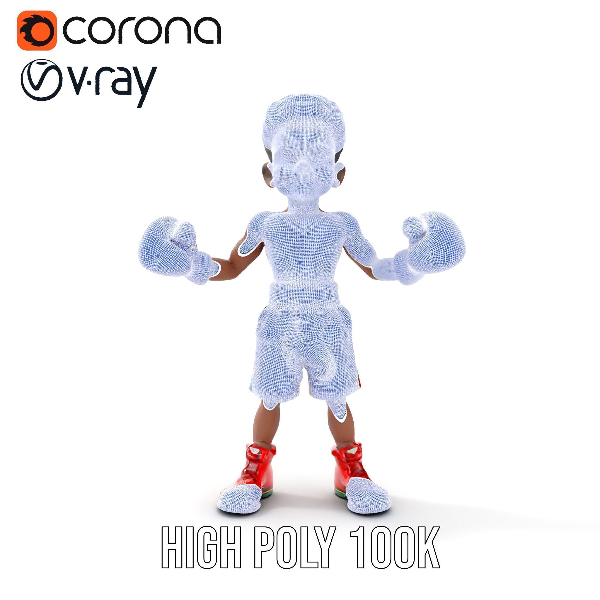 Animated Boxing Kid Model Rigged and Ready for Games Low-poly 3D model_41
