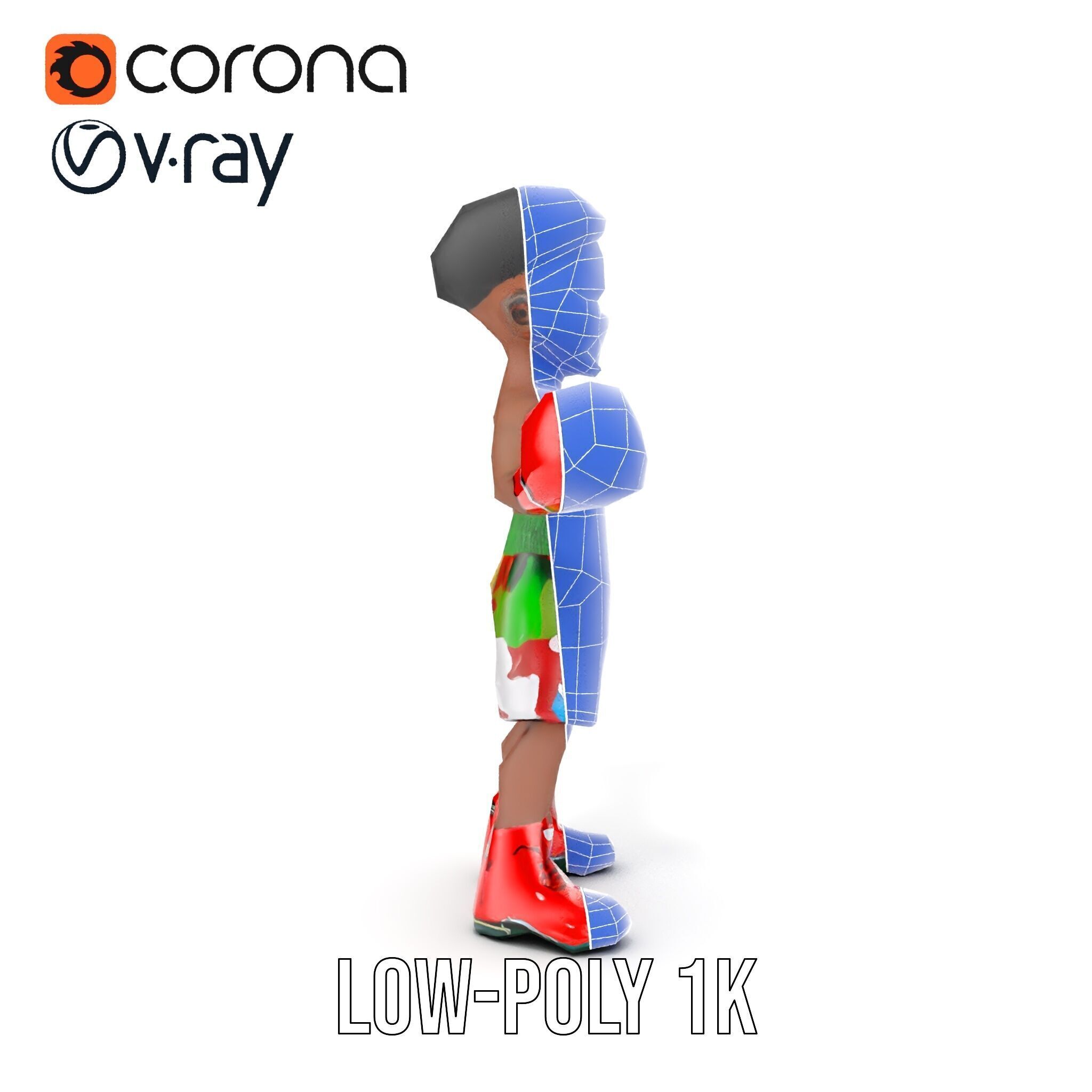 Animated Boxing Kid Model Rigged and Ready for Games Low-poly 3D model_28