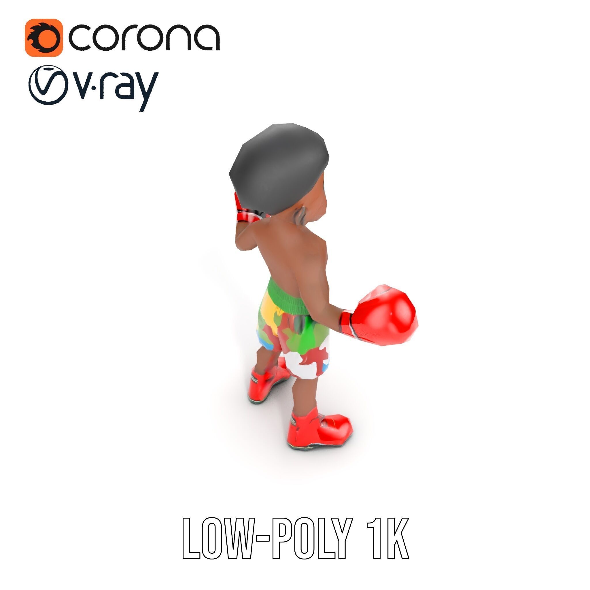 Animated Boxing Kid Model Rigged and Ready for Games Low-poly 3D model_8
