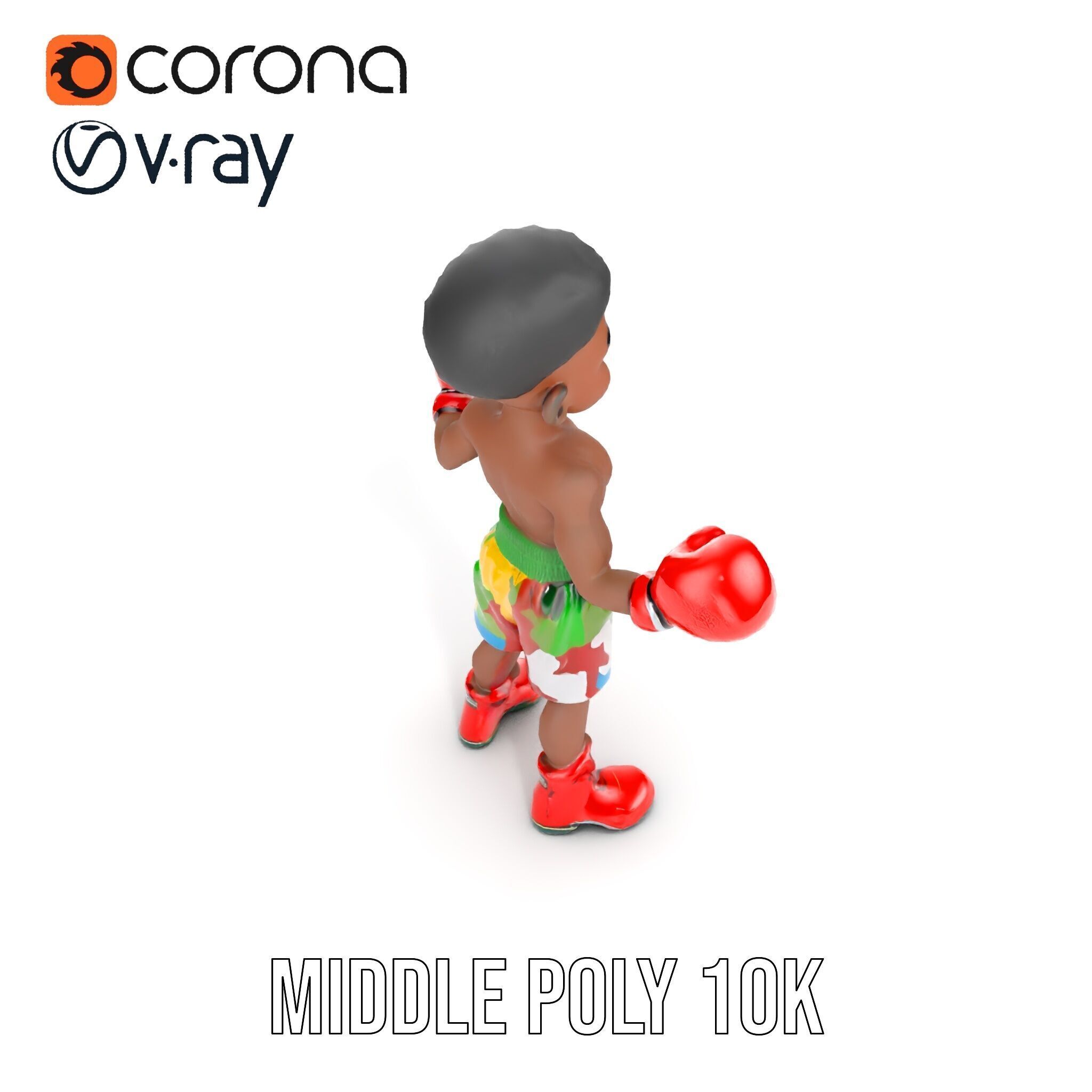 Animated Boxing Kid Model Rigged and Ready for Games Low-poly 3D model_18