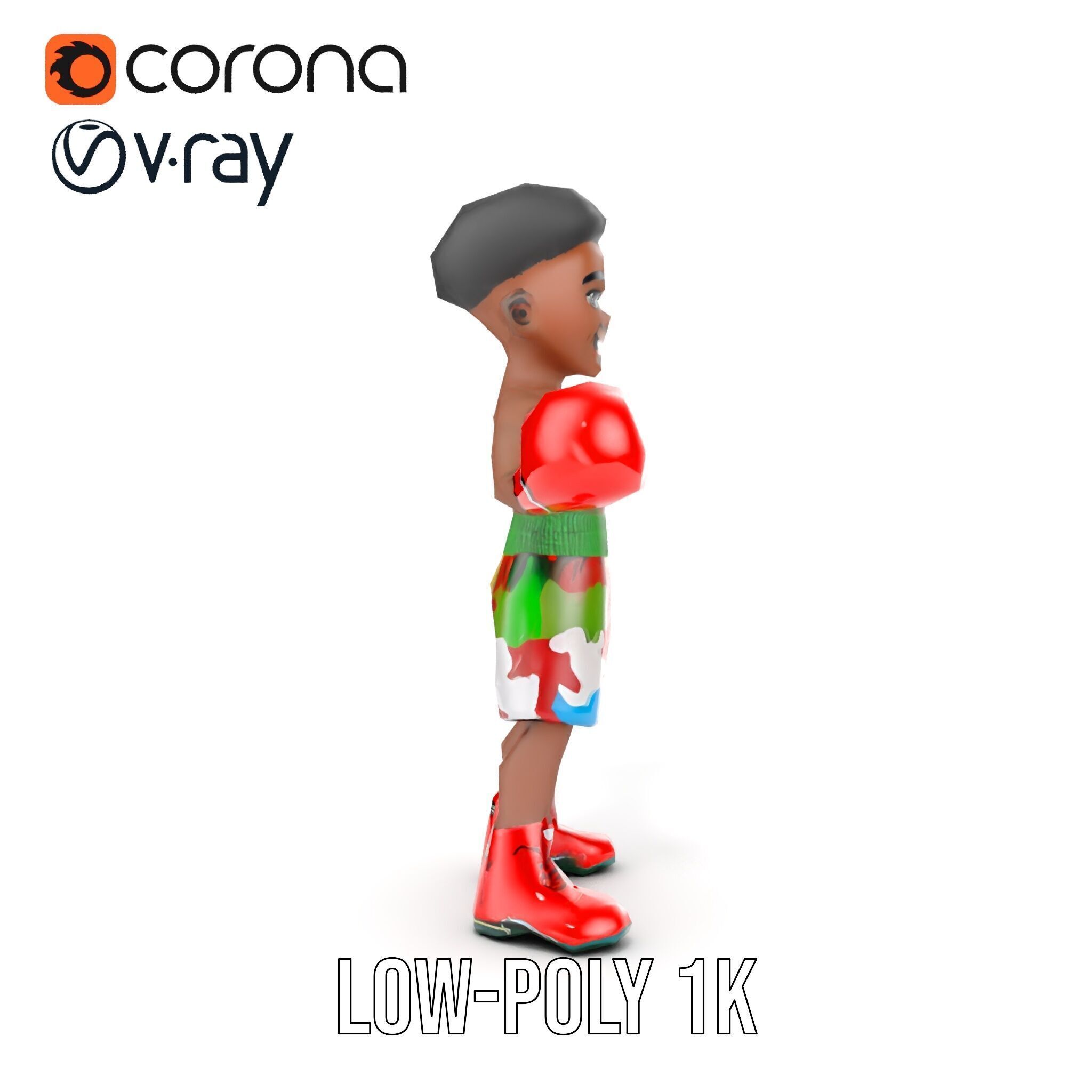 Animated Boxing Kid Model Rigged and Ready for Games Low-poly 3D model_25