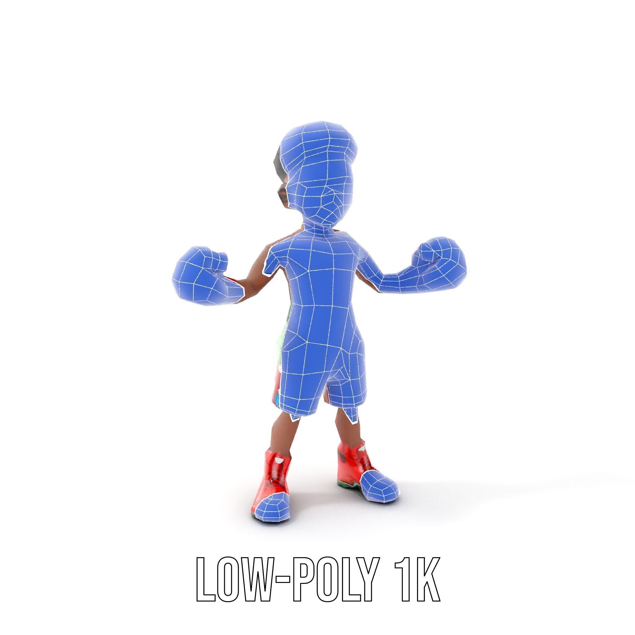 Animated Boxing Kid Model Rigged and Ready for Games Low-poly 3D model_30