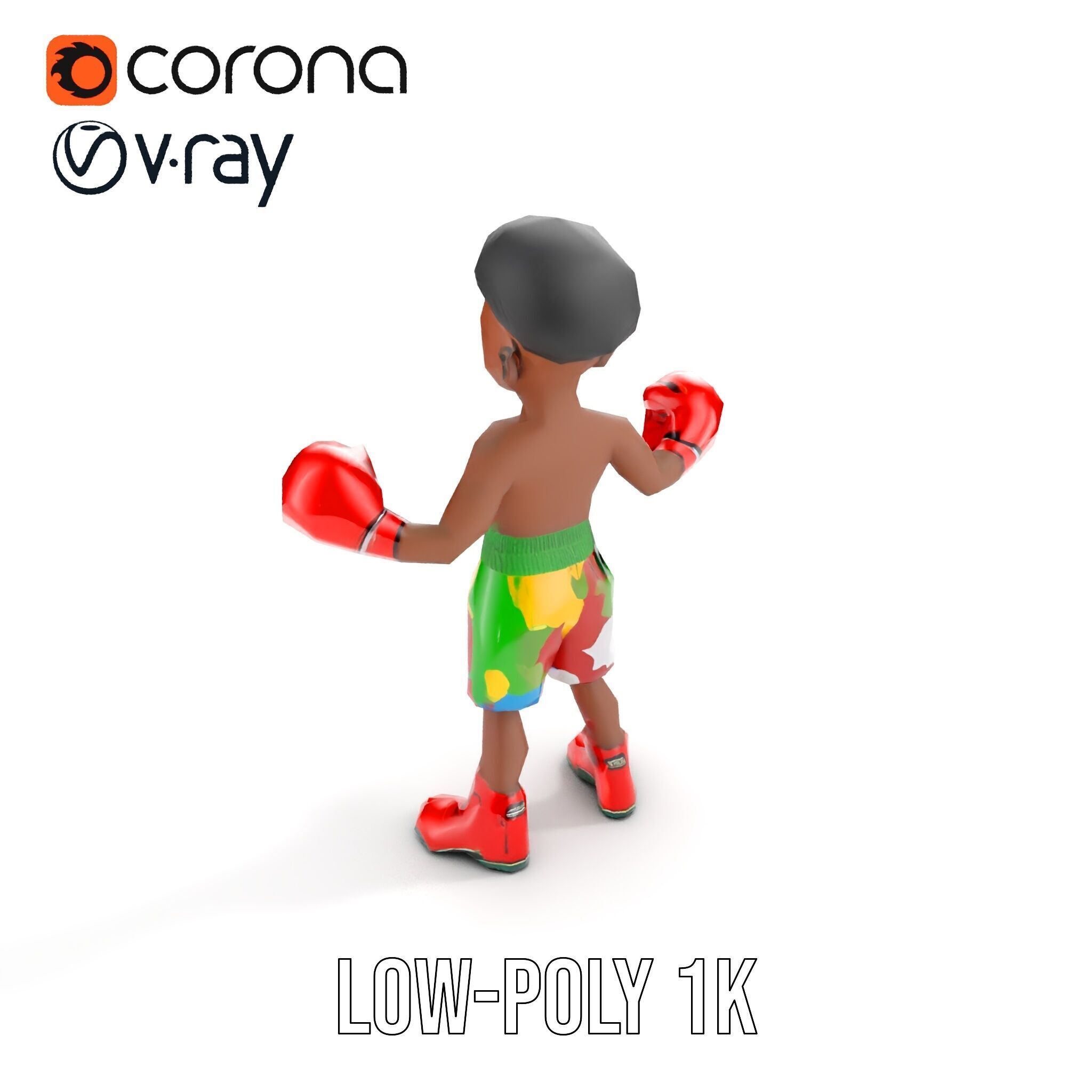 Animated Boxing Kid Model Rigged and Ready for Games Low-poly 3D model_19