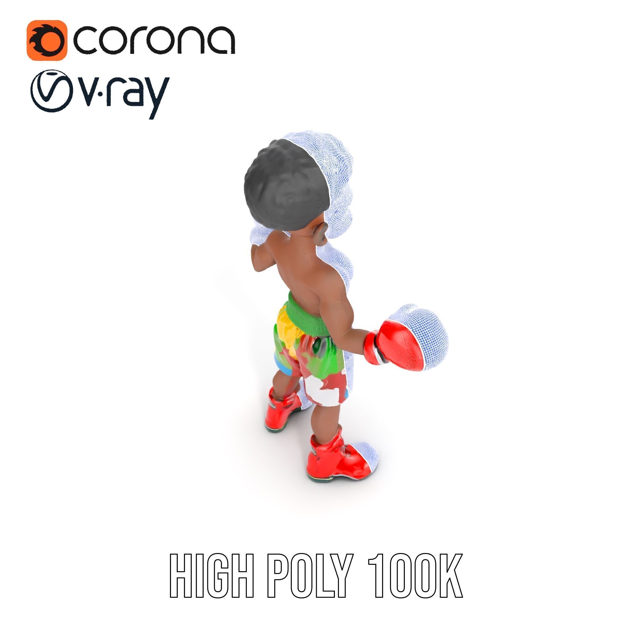 Animated Boxing Kid Model Rigged and Ready for Games Low-poly 3D model_34