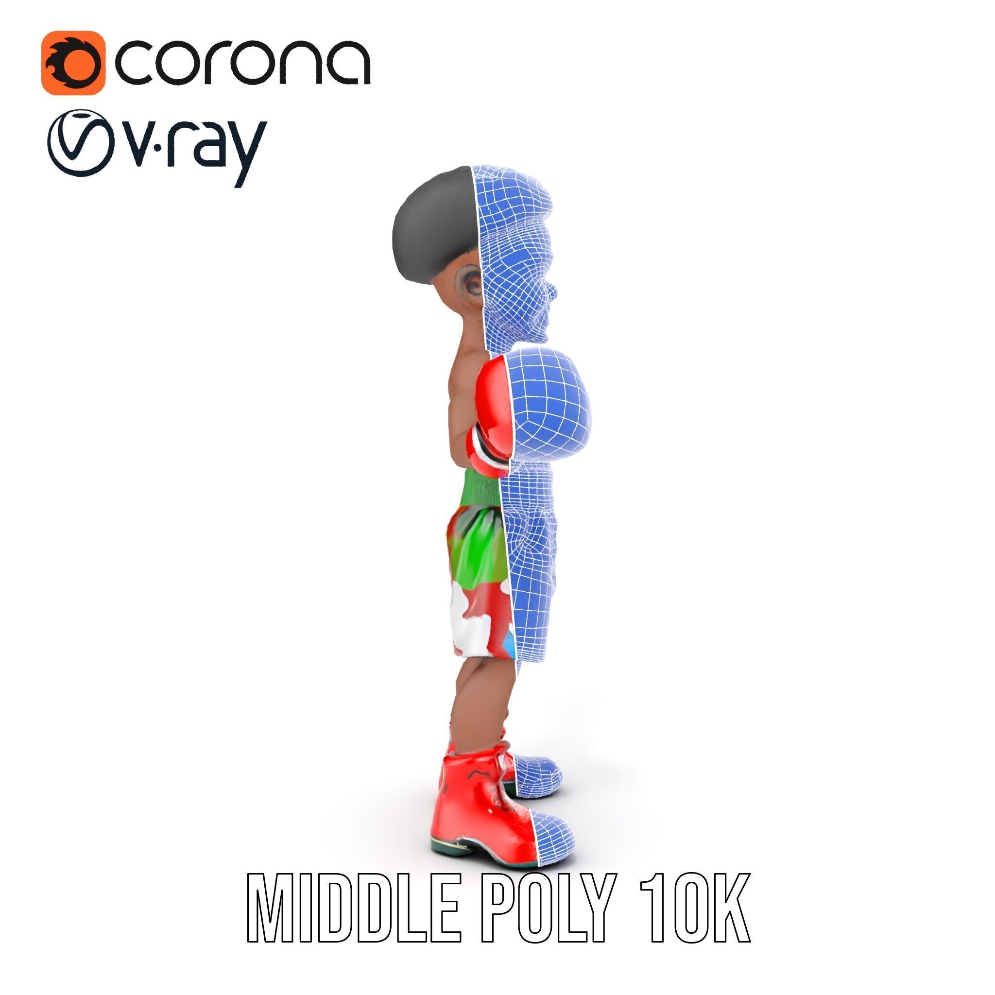 Animated Boxing Kid Model Rigged and Ready for Games Low-poly 3D model_35