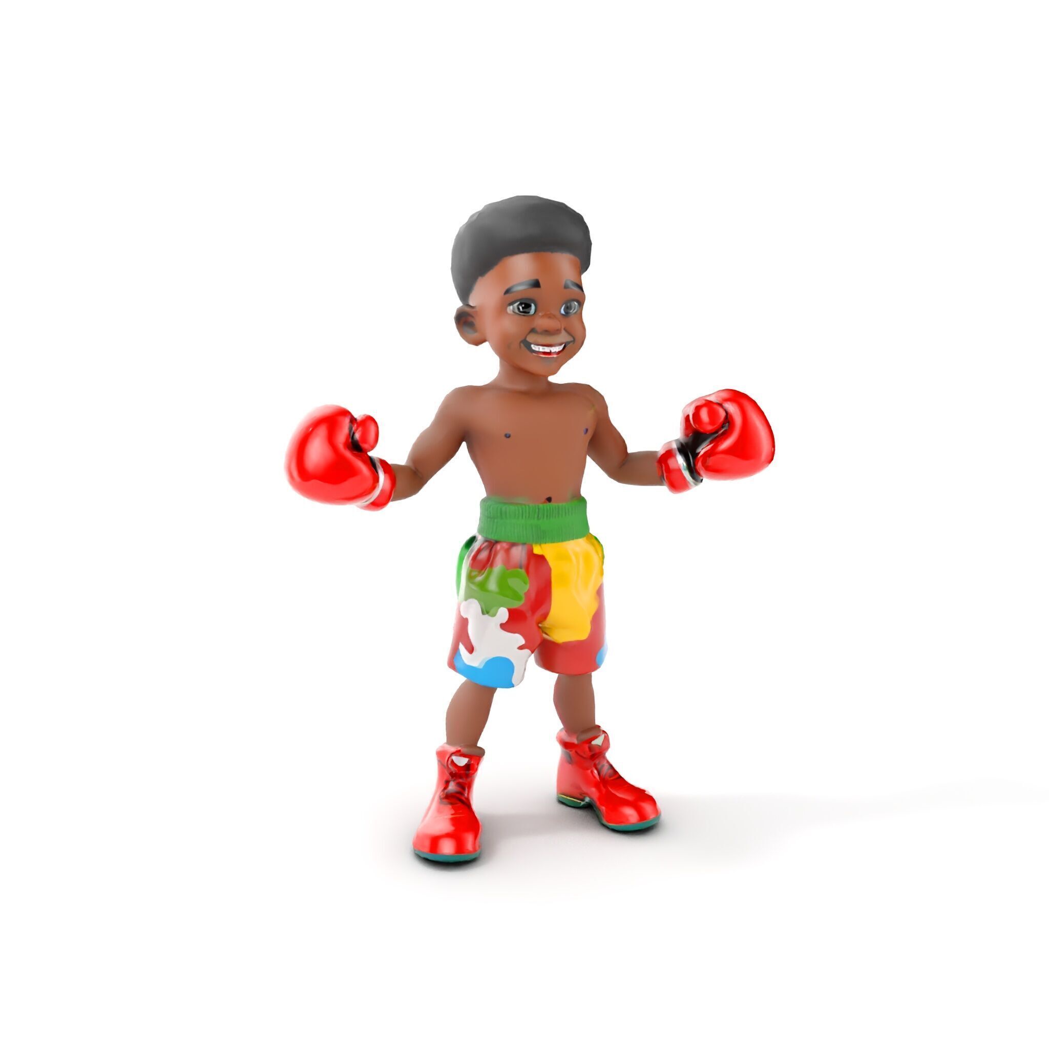 Animated Boxing Kid Model Rigged and Ready for Games Low-poly 3D model_13