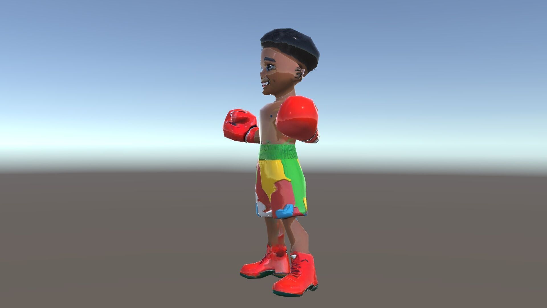 Animated Boxing Kid Model Rigged and Ready for Games Low-poly 3D model_36