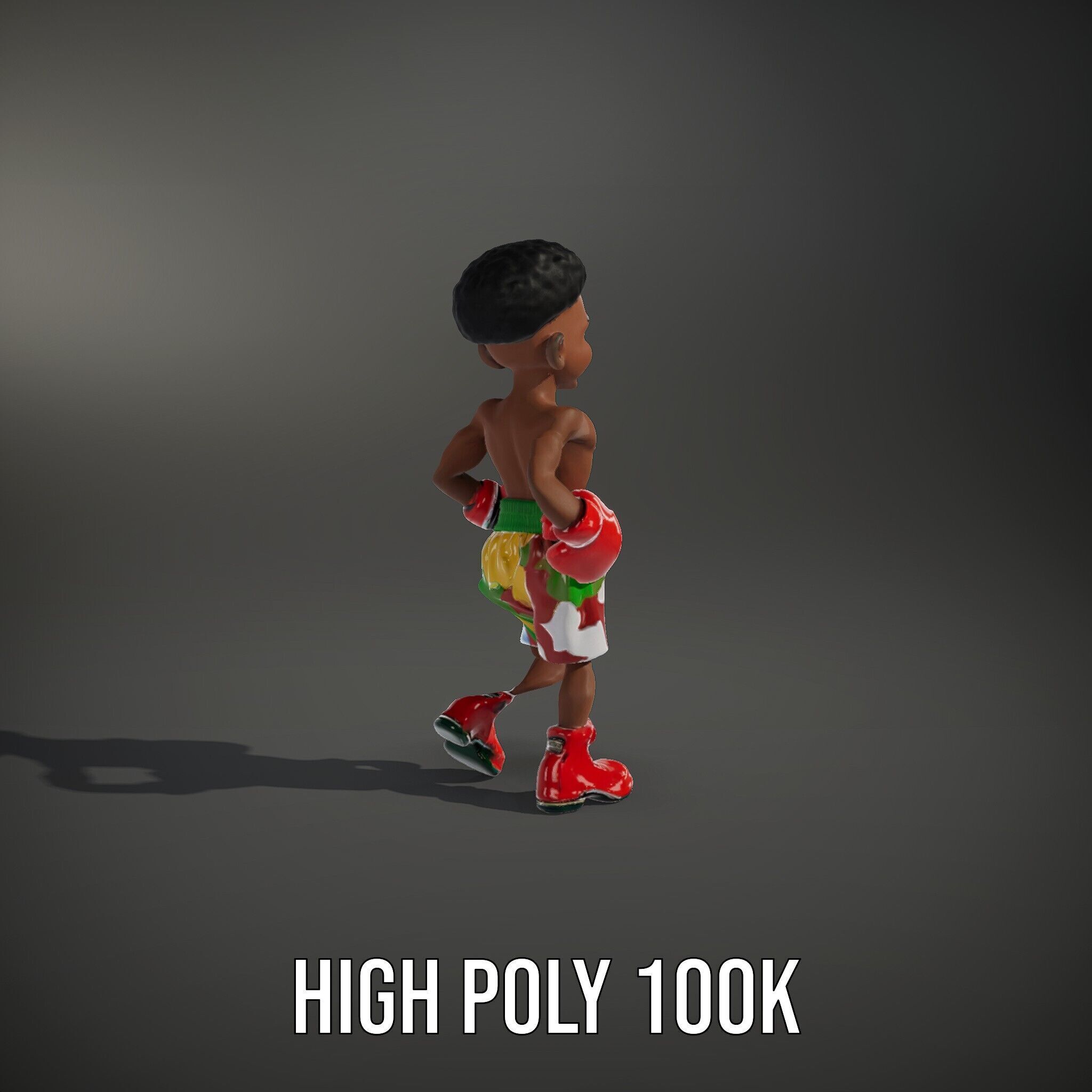 Animated Boxing Kid Model Rigged and Ready for Games Low-poly 3D model_15