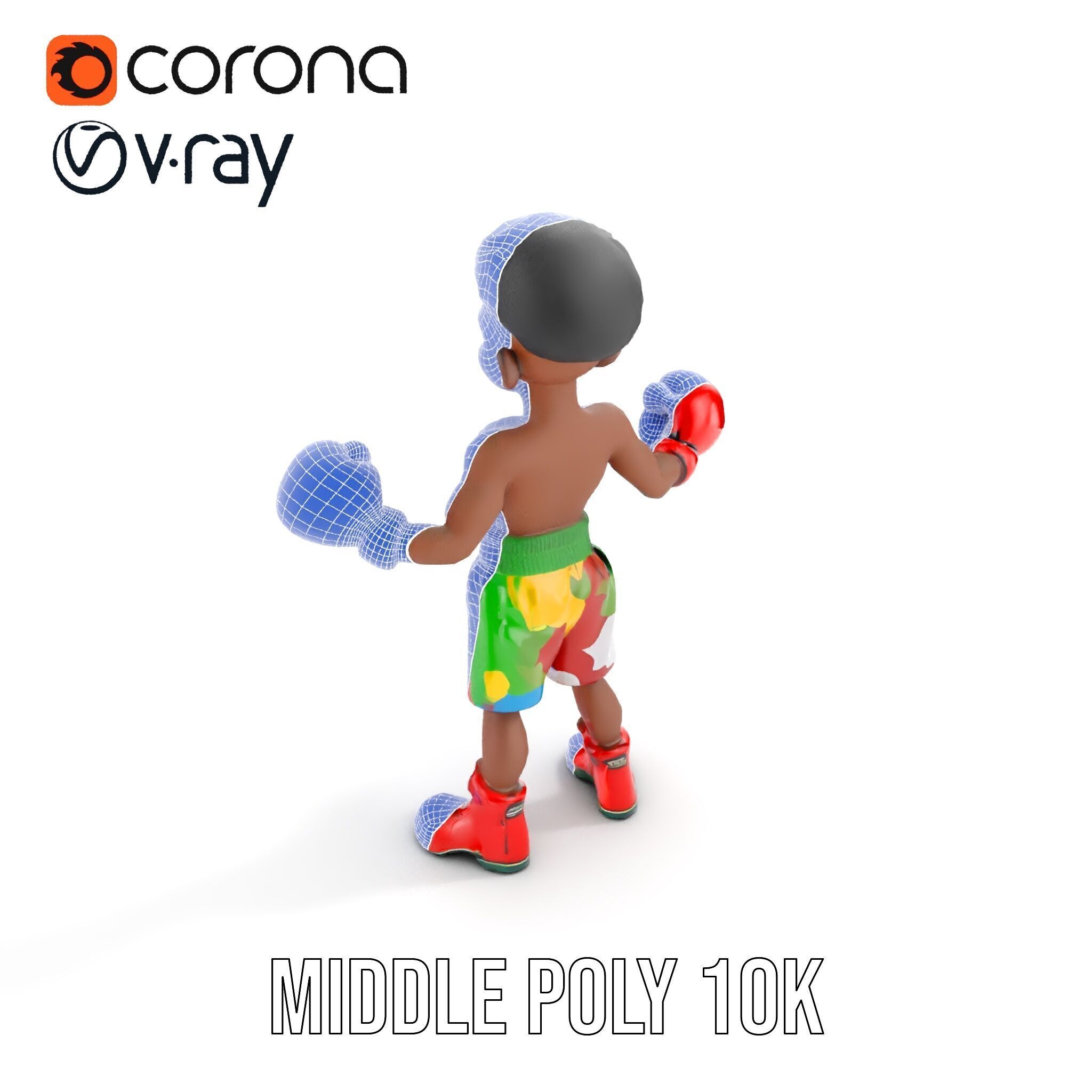 Animated Boxing Kid Model Rigged and Ready for Games Low-poly 3D model_37