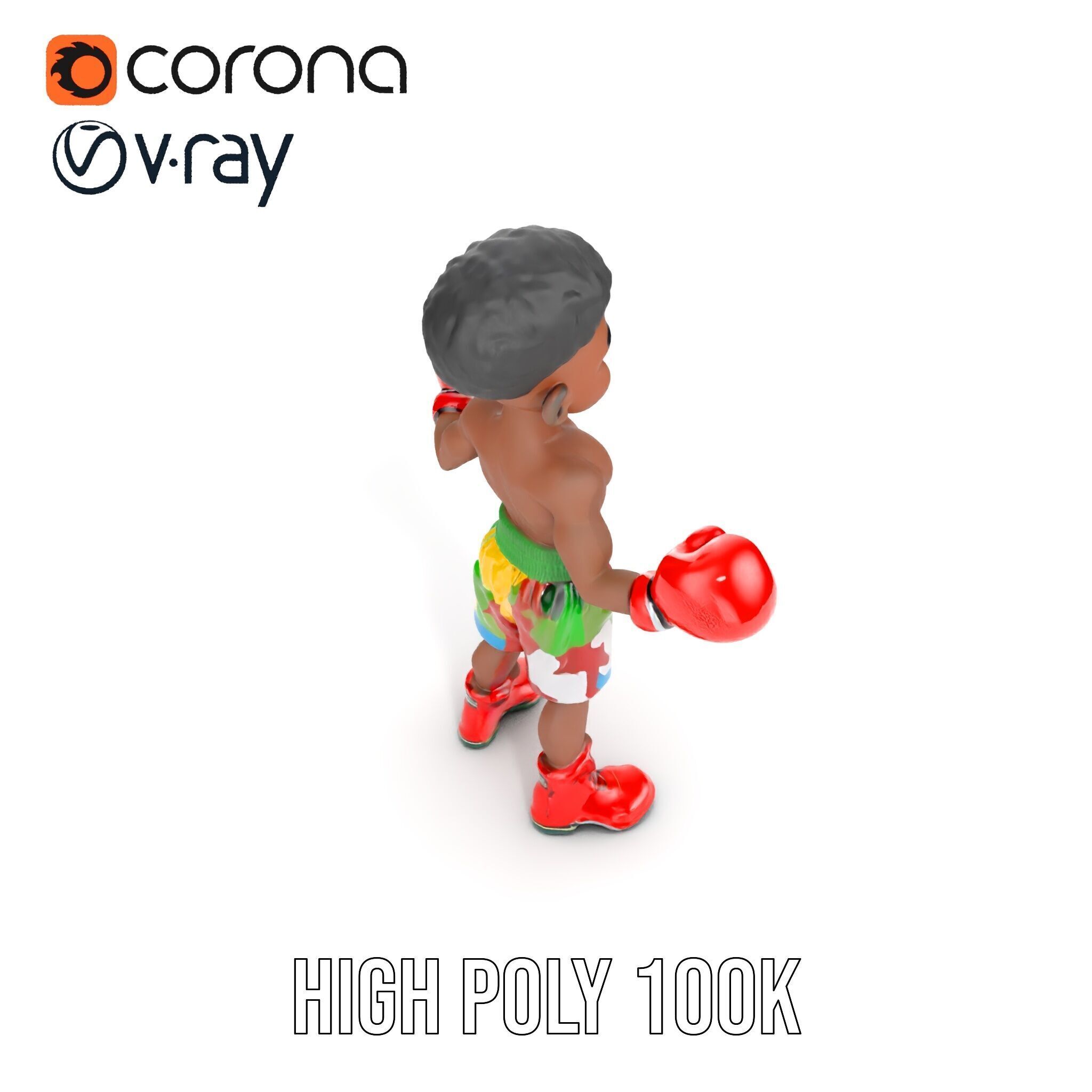 Animated Boxing Kid Model Rigged and Ready for Games Low-poly 3D model_20
