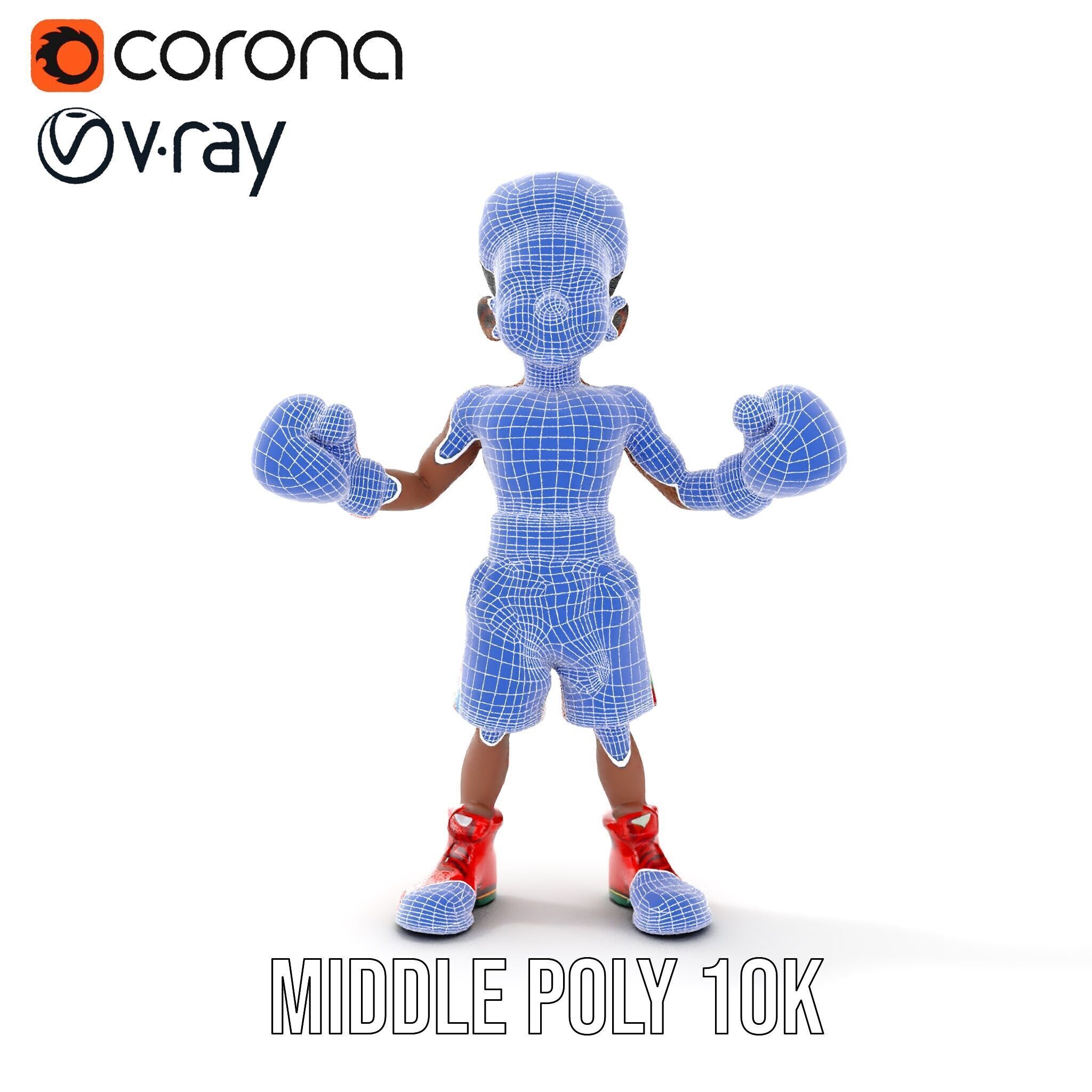 Animated Boxing Kid Model Rigged and Ready for Games Low-poly 3D model_32