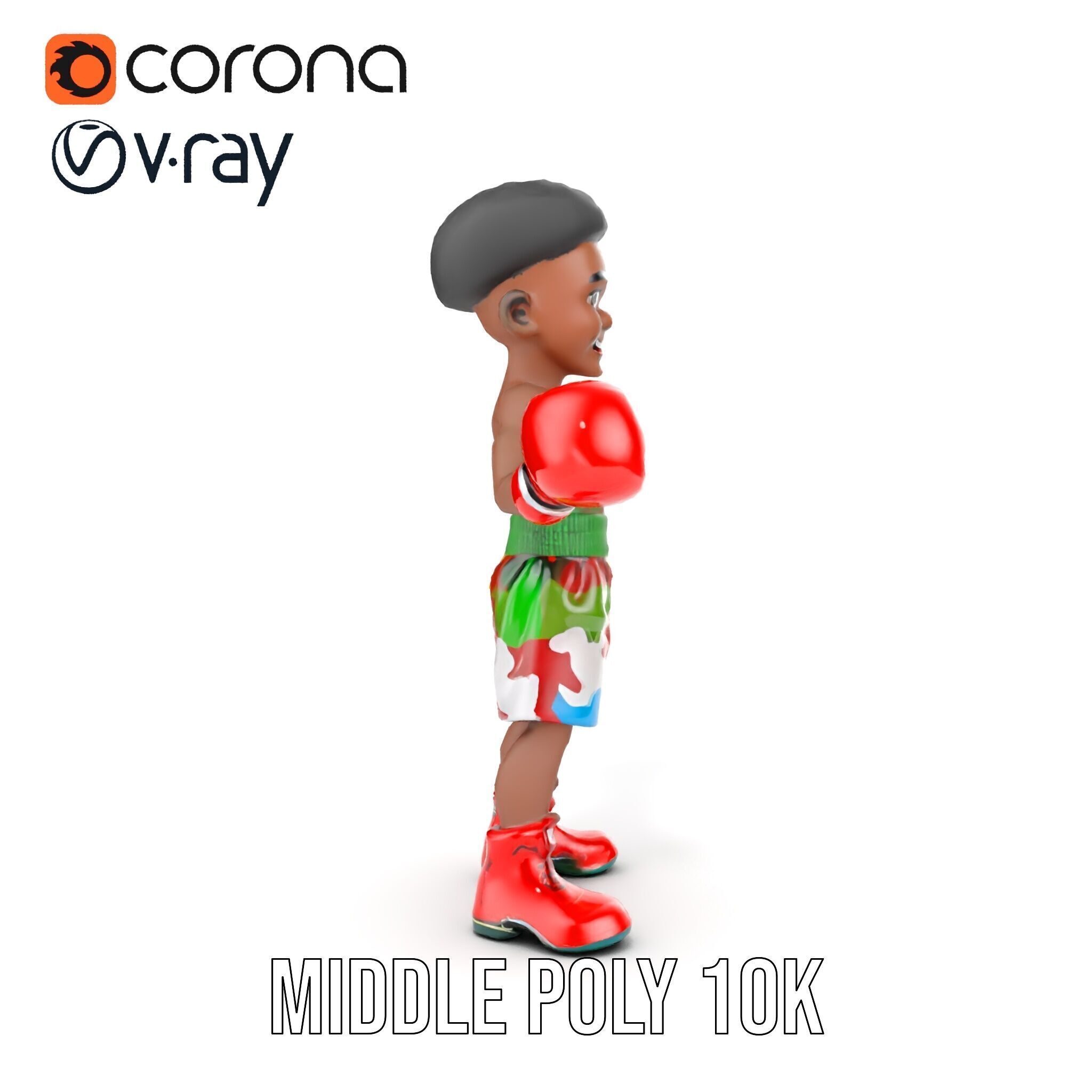 Animated Boxing Kid Model Rigged and Ready for Games Low-poly 3D model_21