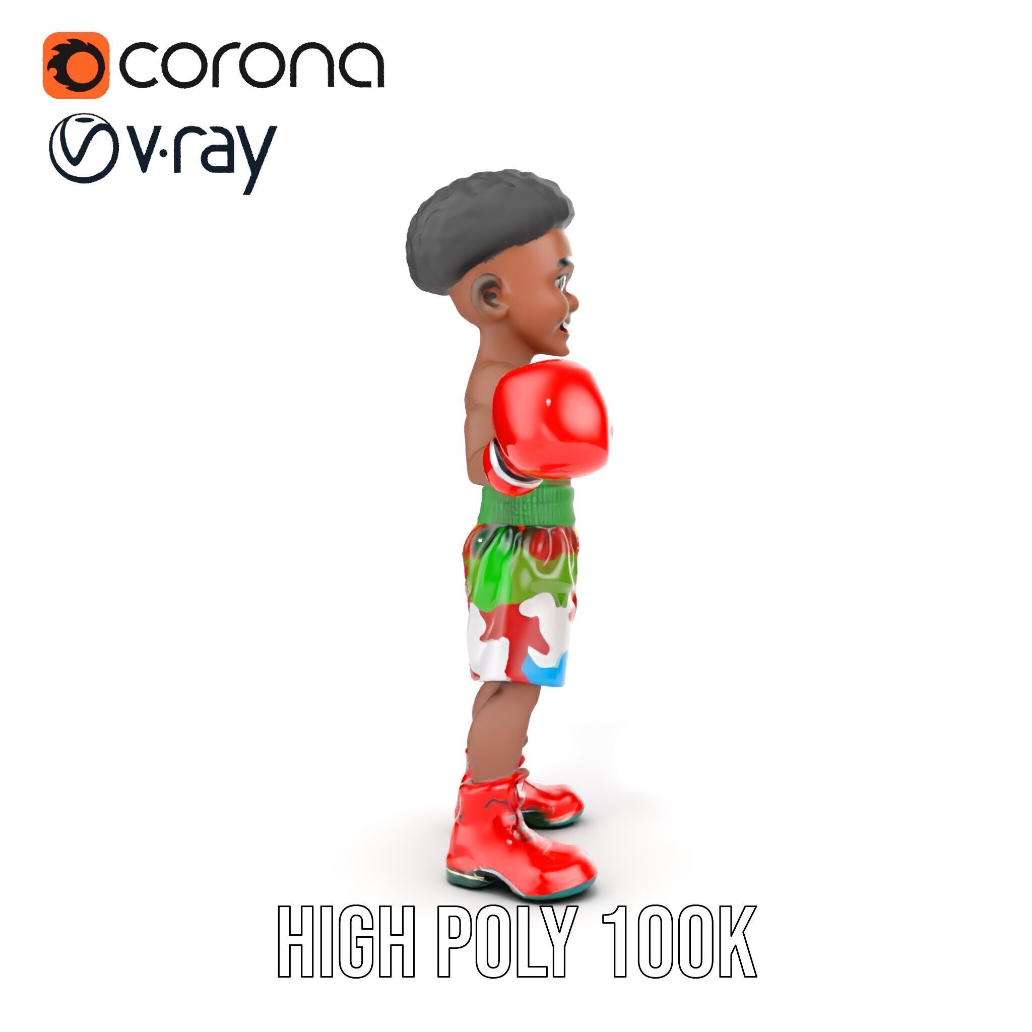 Animated Boxing Kid Model Rigged and Ready for Games Low-poly 3D model_23