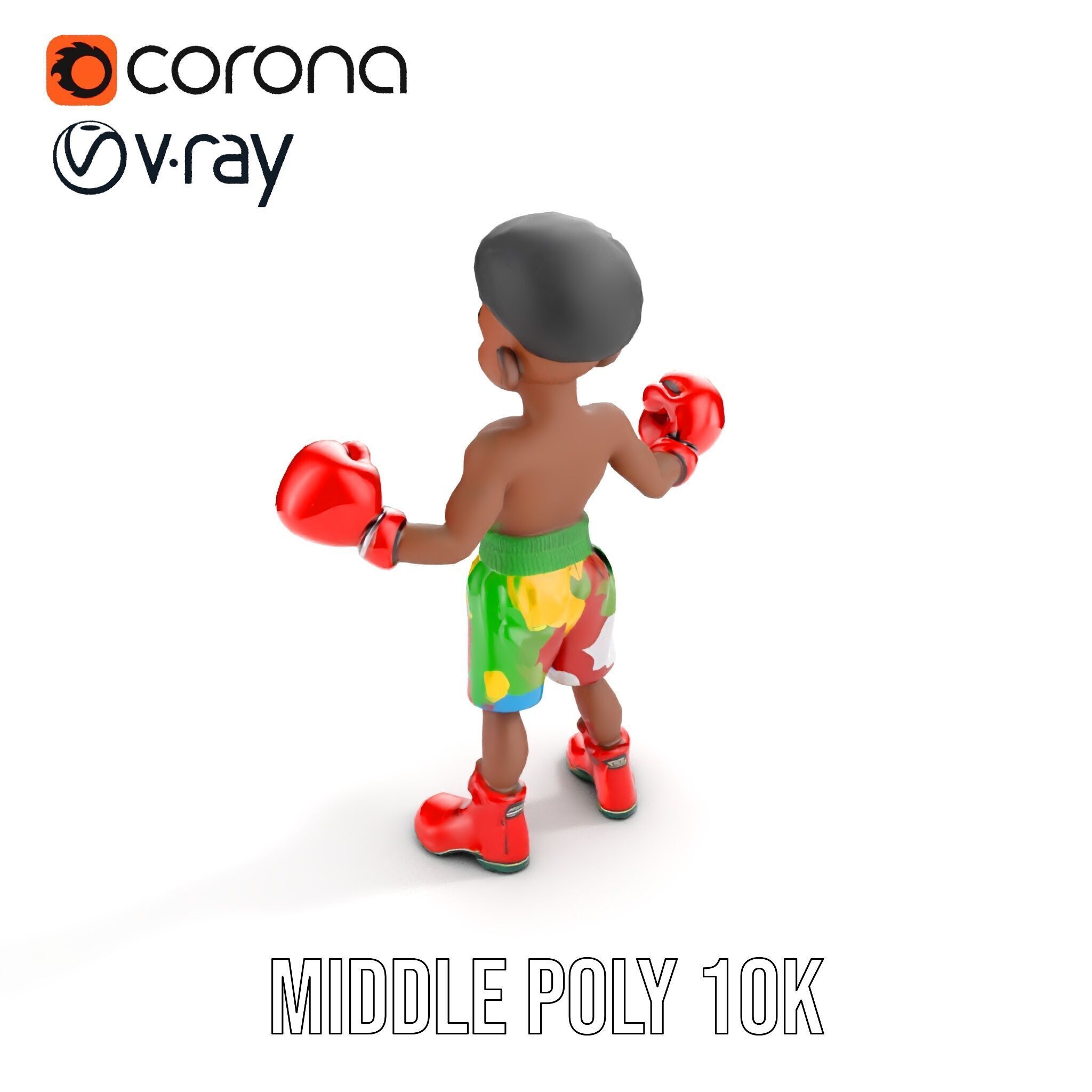 Animated Boxing Kid Model Rigged and Ready for Games Low-poly 3D model_16