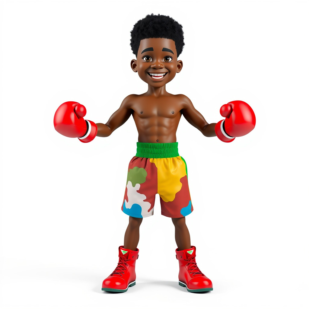 Animated Boxing Kid Model Rigged and Ready for Games Low-poly 3D model_3