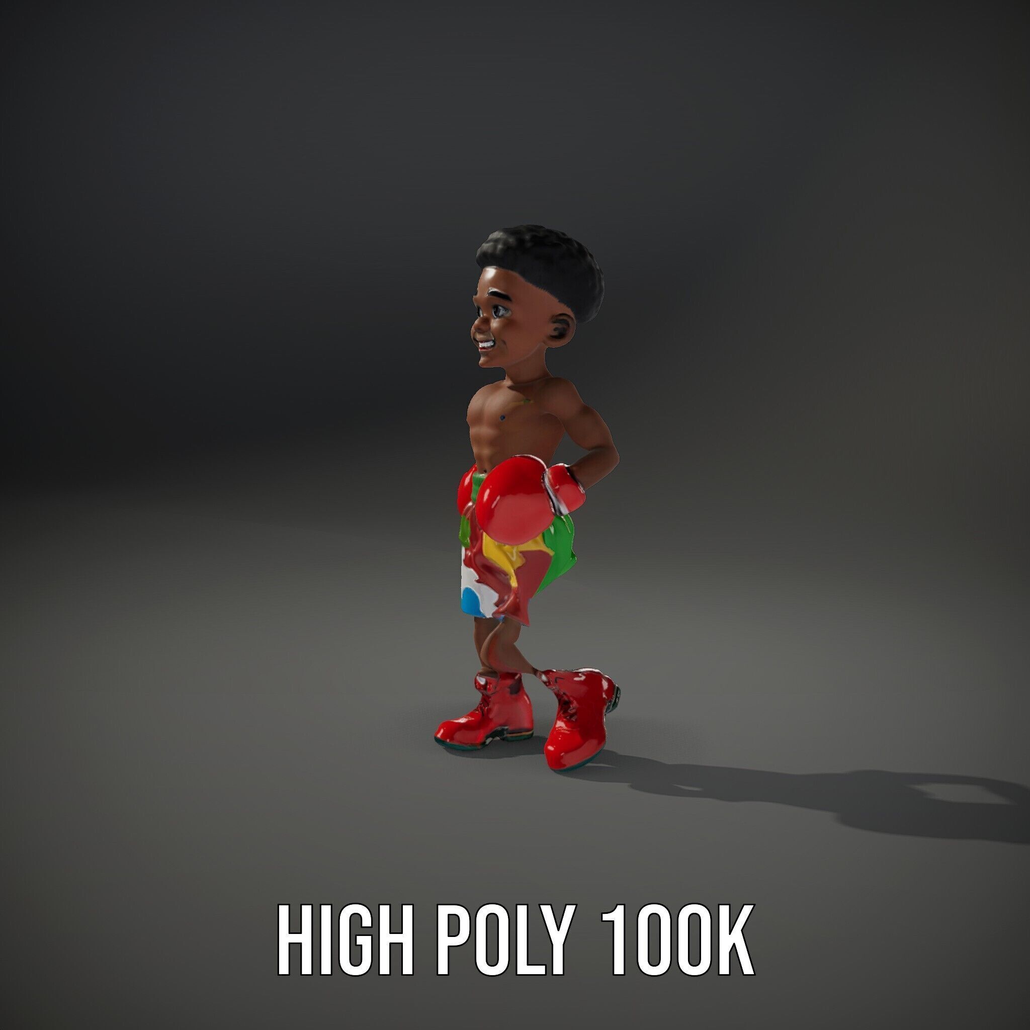 Animated Boxing Kid Model Rigged and Ready for Games Low-poly 3D model_12