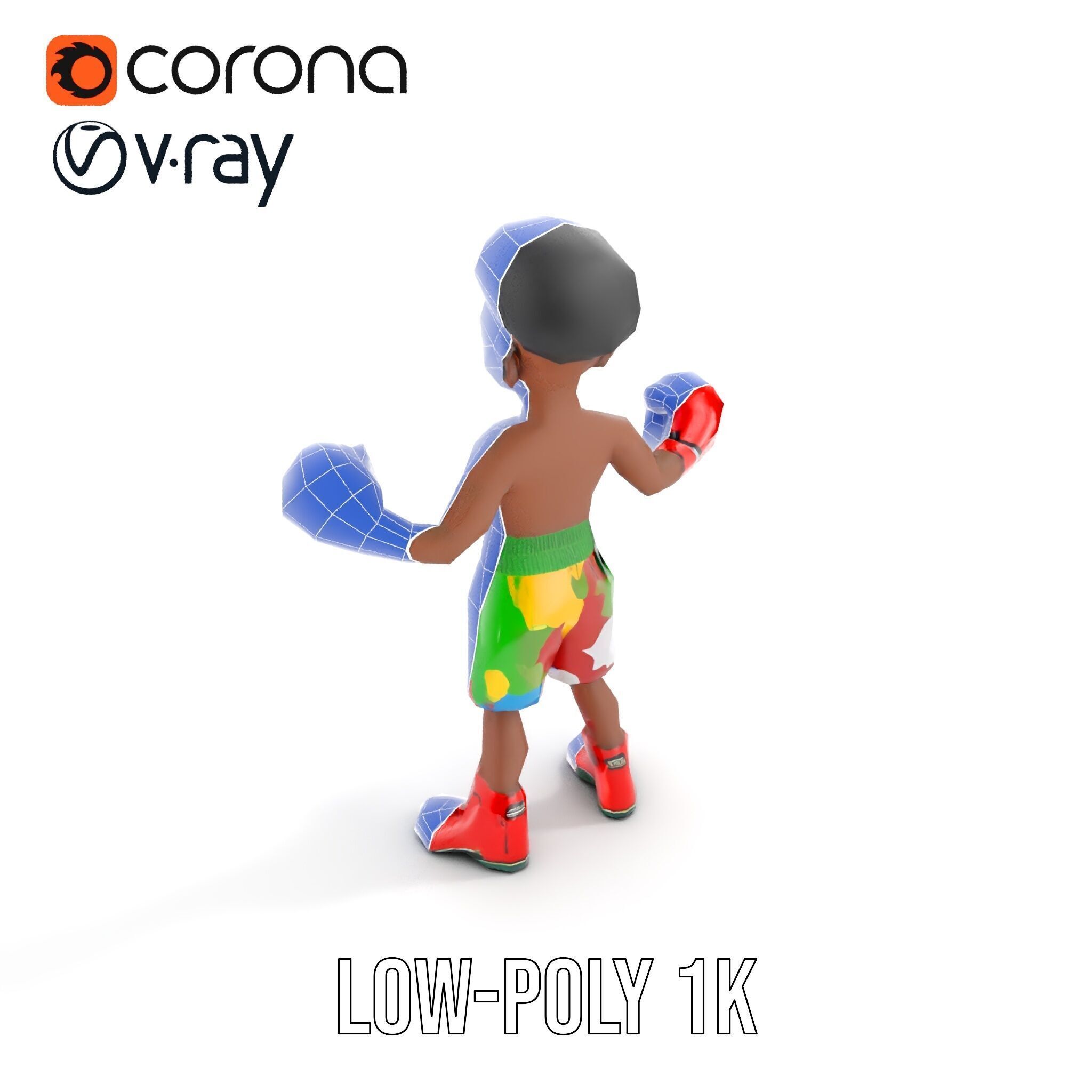 Animated Boxing Kid Model Rigged and Ready for Games Low-poly 3D model_22