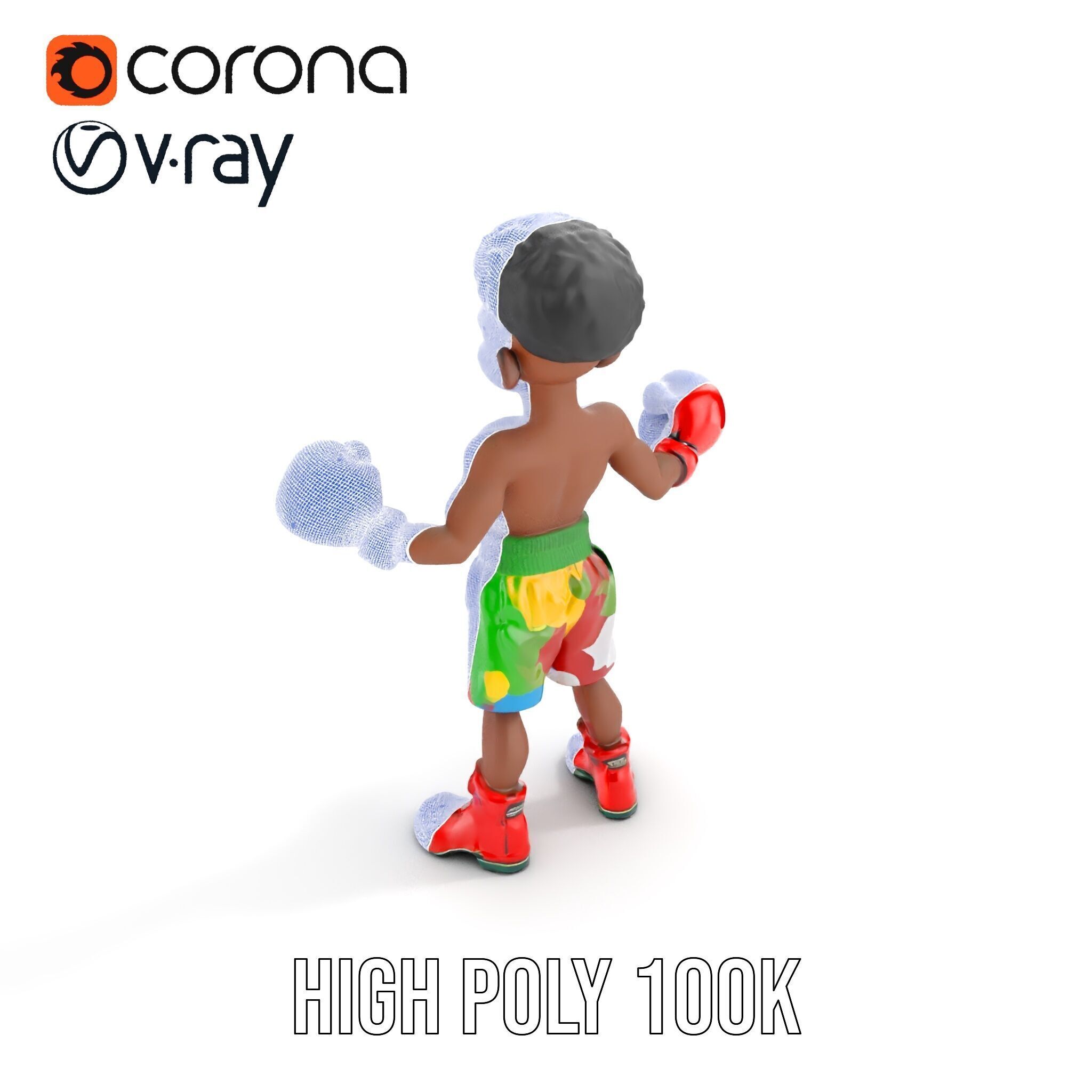 Animated Boxing Kid Model Rigged and Ready for Games Low-poly 3D model_40