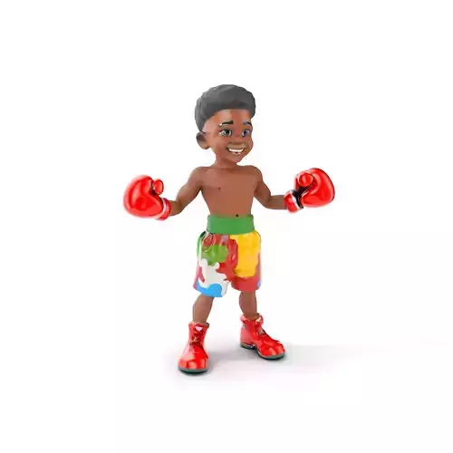 Animated Boxing Kid Model Rigged and Ready for Games Low-poly 3D model