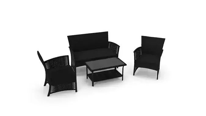 Charka Wicker Ranttan Furniture Set 3D model