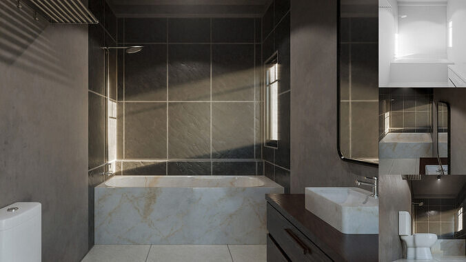 Minimalist design modern bathroom Low-poly 3D model