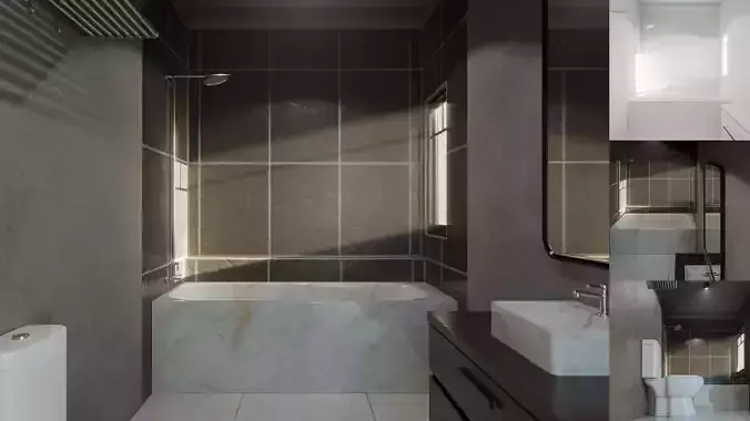 Minimalist design modern bathroom Low-poly 3D model