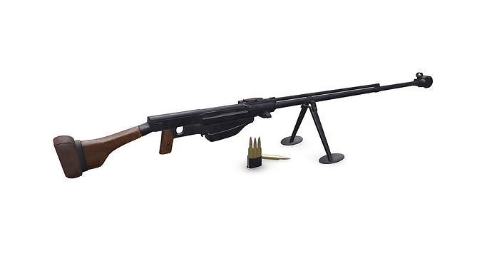 PTRS-41 Anti-tank Rifle Low-poly PBR Low-poly 3D model