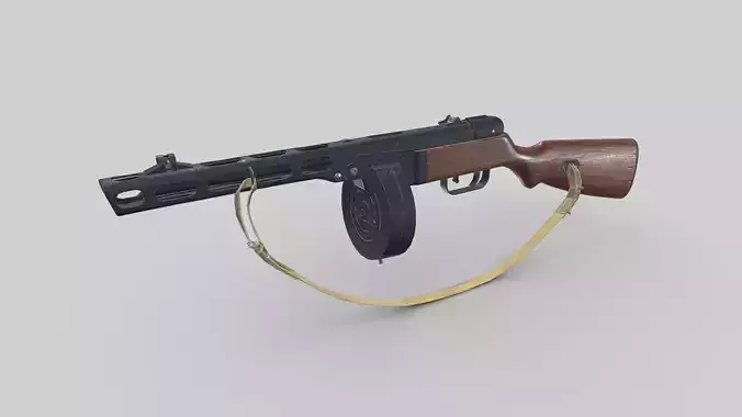 PPSH 41 Low-poly PBR Free low-poly 3D model