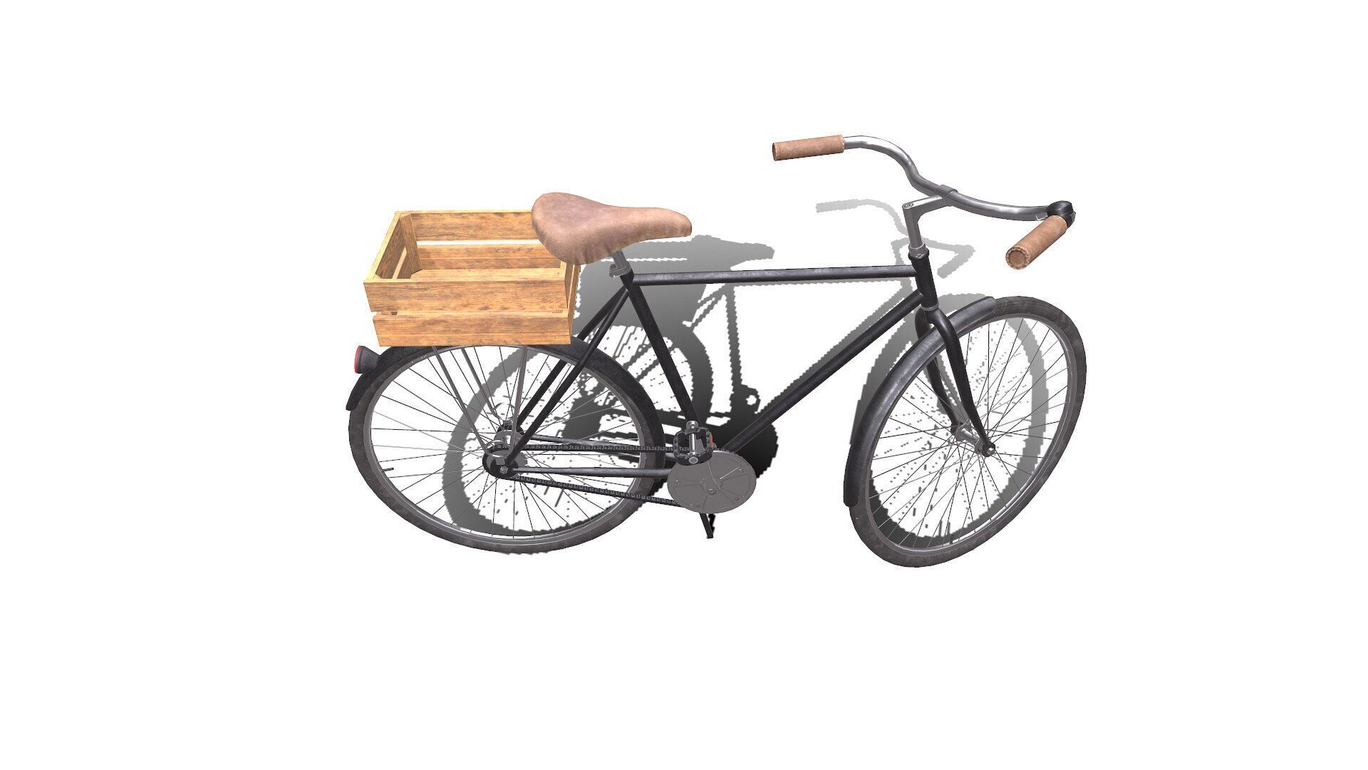 Old Bicycle Low-poly PBR Low-poly 3D model_8