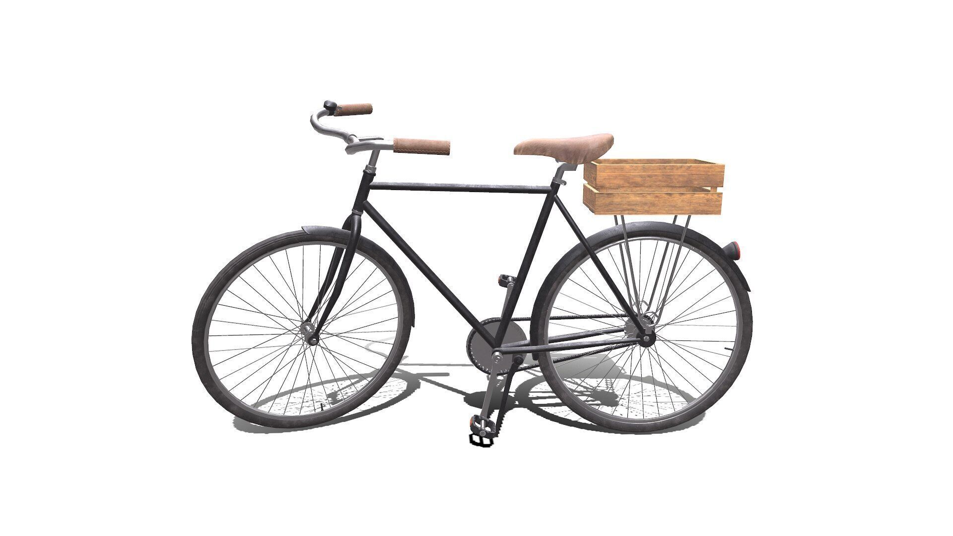 Old Bicycle Low-poly PBR Low-poly 3D model_2
