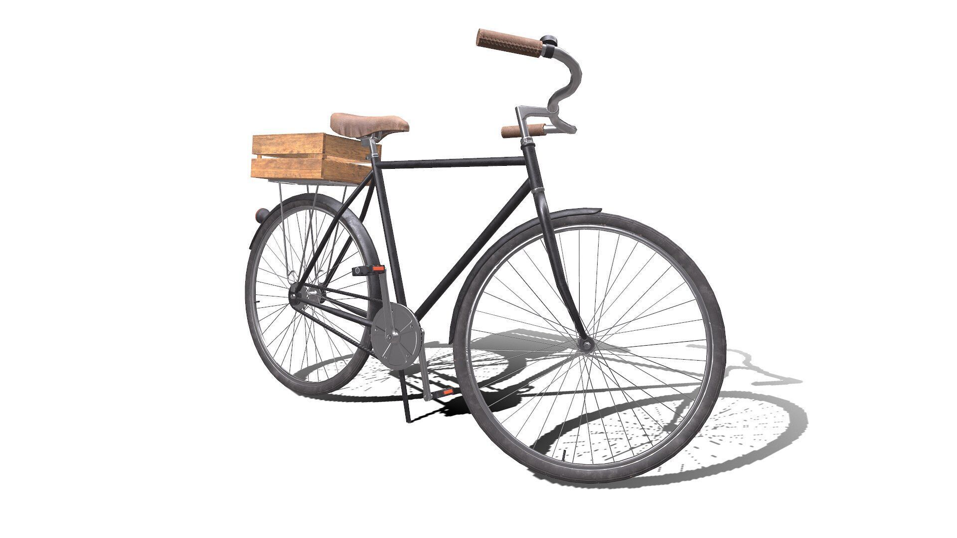 Old Bicycle Low-poly PBR Low-poly 3D model_10