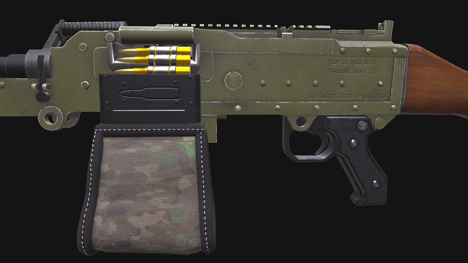 KSP 58 Machine Gun Low-poly PBR Low-poly 3D model_7