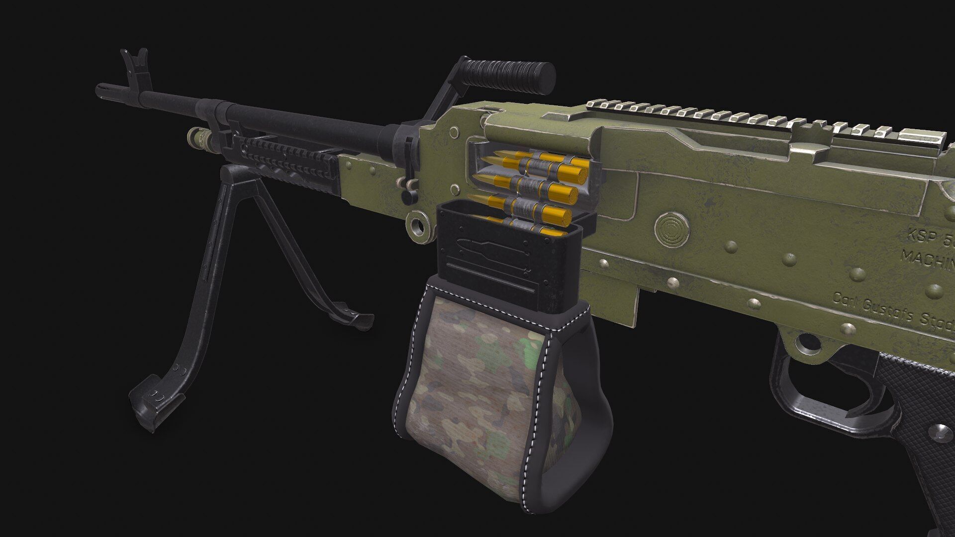 KSP 58 Machine Gun Low-poly PBR Low-poly 3D model_6