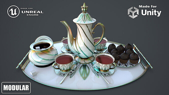 Tea Set 1 Low-poly 3D model
