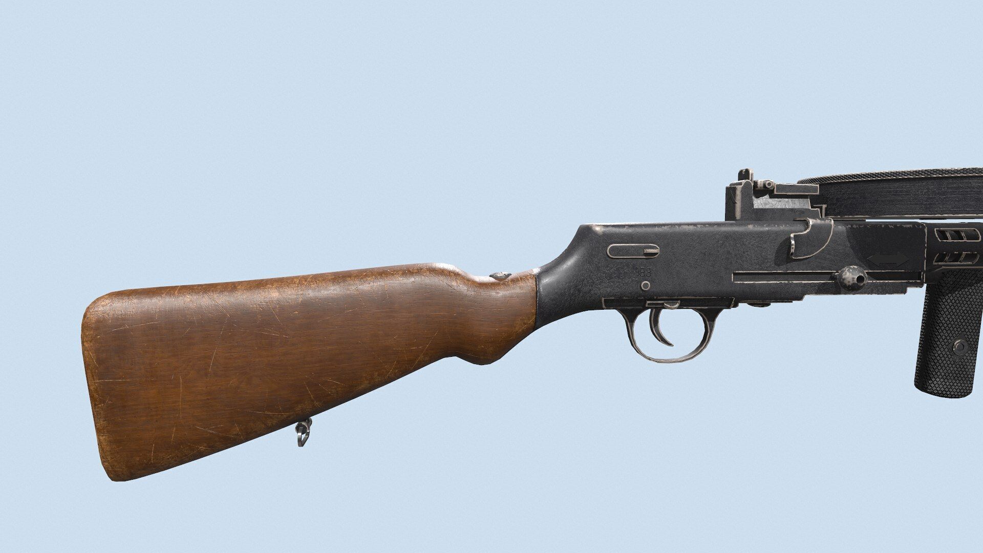 Degtyaryov PPD-30 Submachine Gun Low-poly PBR Low-poly 3D model_7