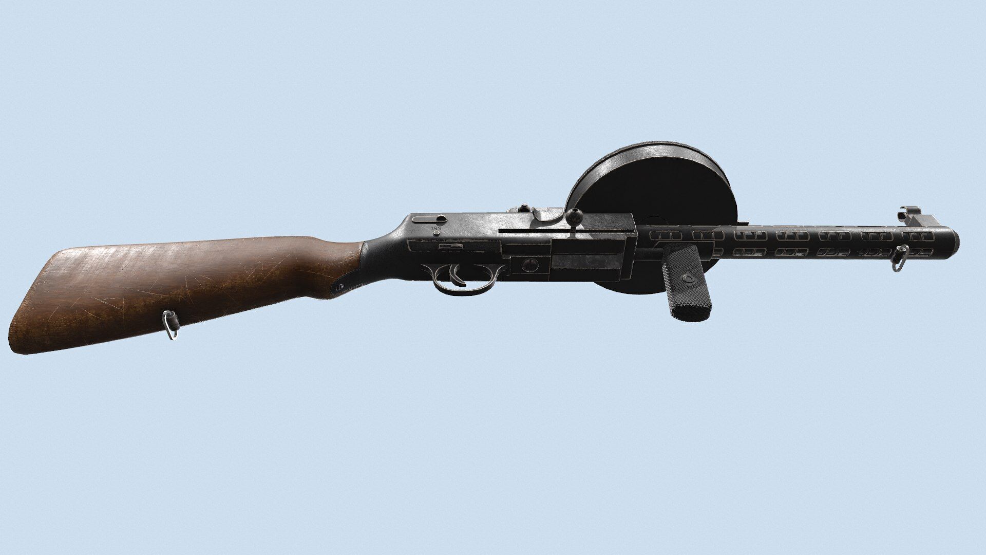 Degtyaryov PPD-30 Submachine Gun Low-poly PBR Low-poly 3D model_14