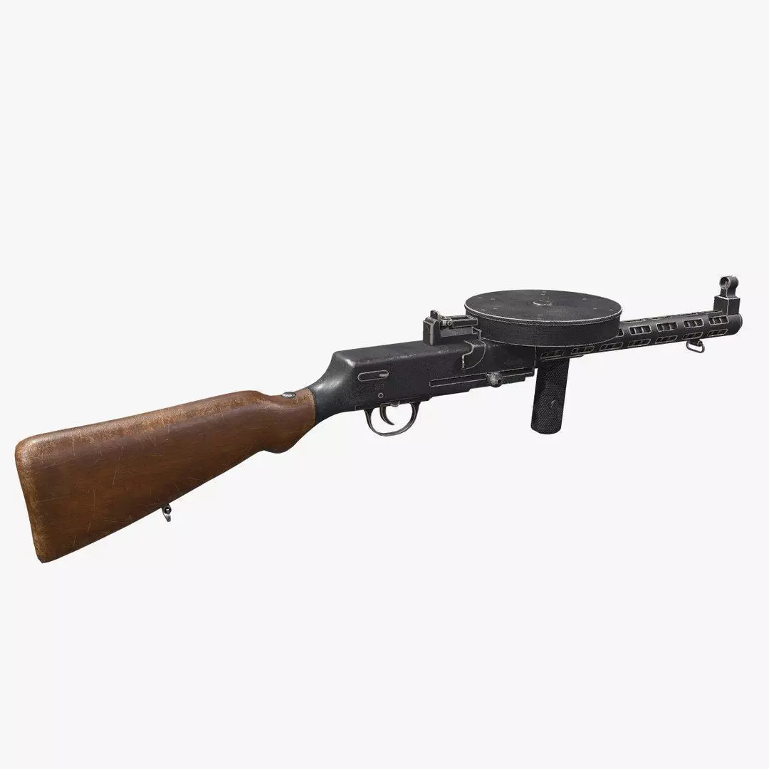 Degtyaryov PPD-30 Submachine Gun Low-poly PBR Low-poly 3D model_0