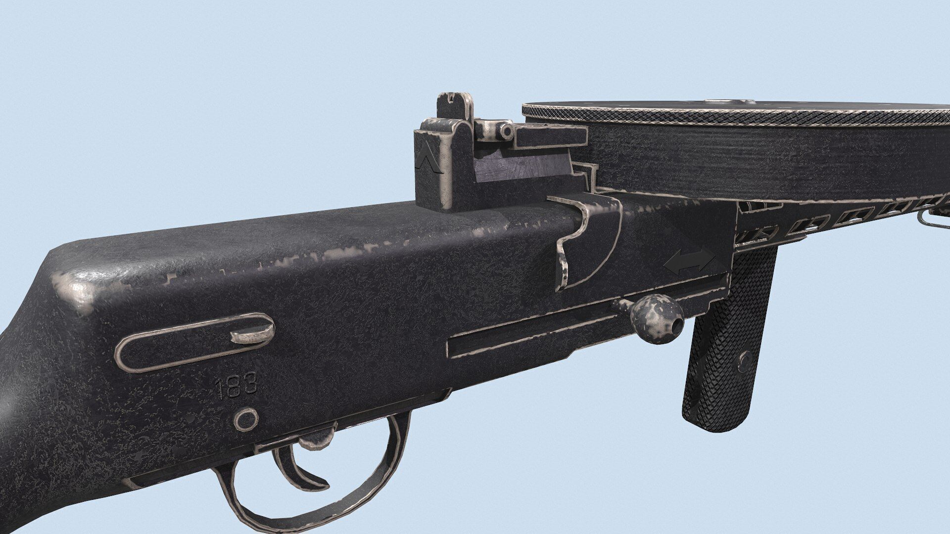 Degtyaryov PPD-30 Submachine Gun Low-poly PBR Low-poly 3D model_22