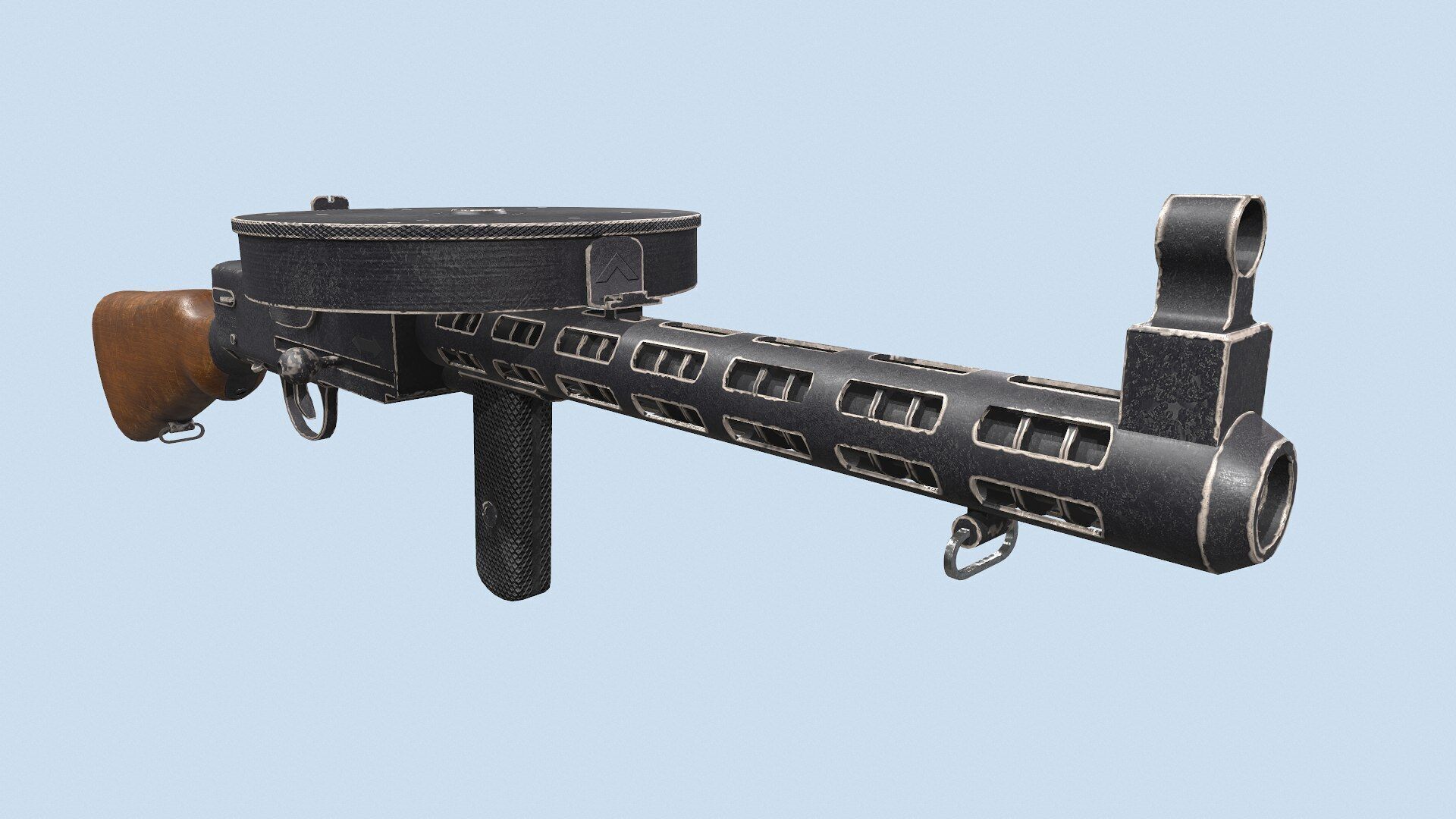 Degtyaryov PPD-30 Submachine Gun Low-poly PBR Low-poly 3D model_13
