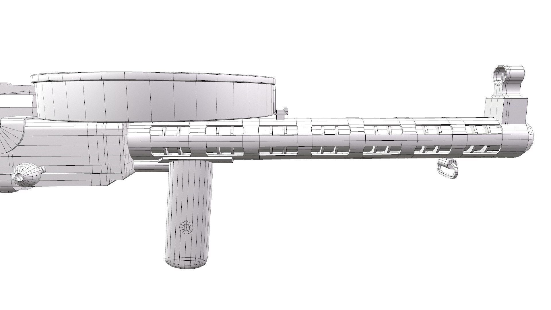 Degtyaryov PPD-30 Submachine Gun Low-poly PBR Low-poly 3D model_25