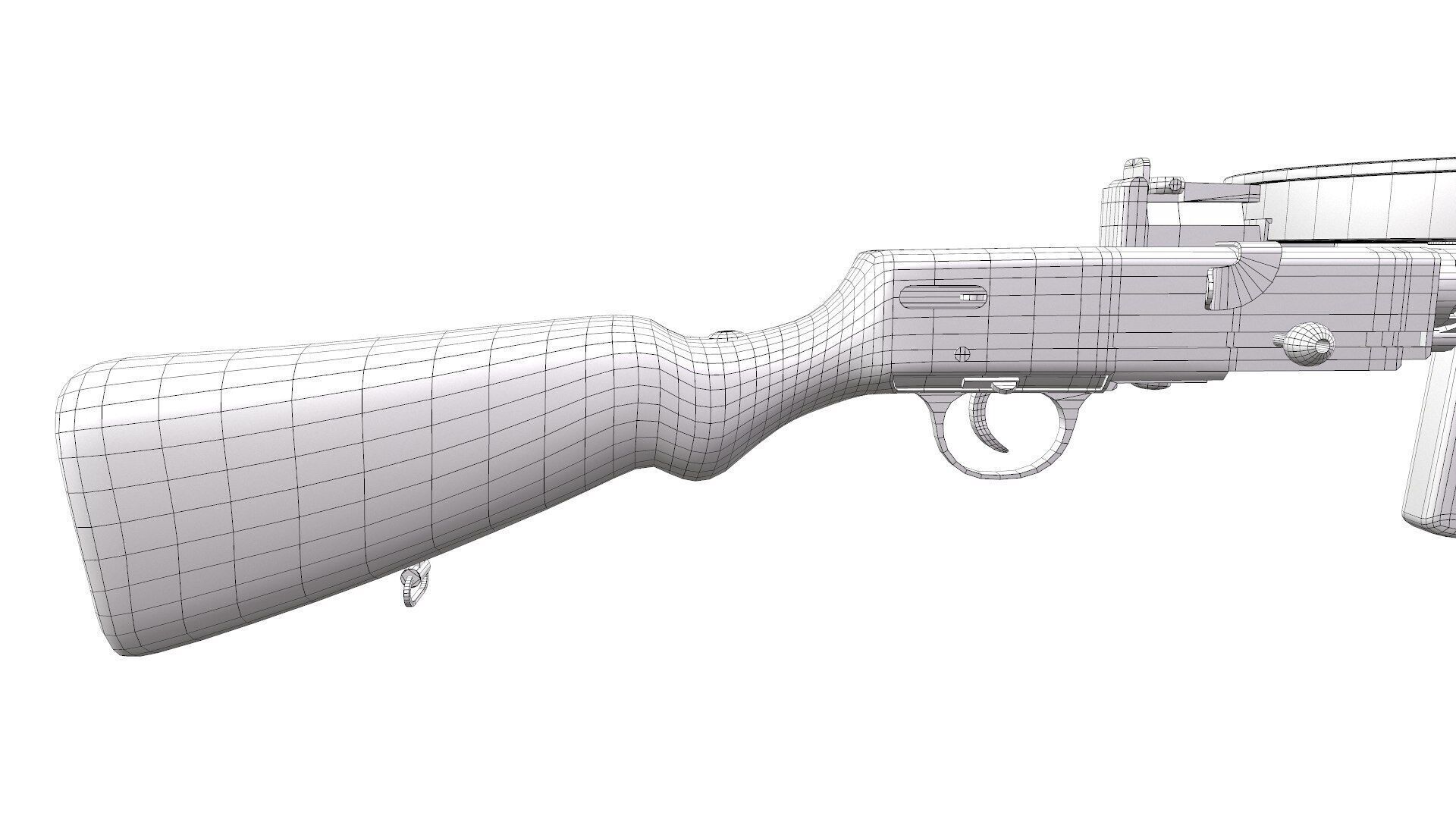 Degtyaryov PPD-30 Submachine Gun Low-poly PBR Low-poly 3D model_24