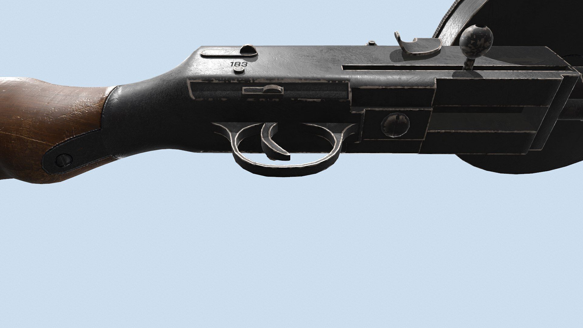 Degtyaryov PPD-30 Submachine Gun Low-poly PBR Low-poly 3D model_15