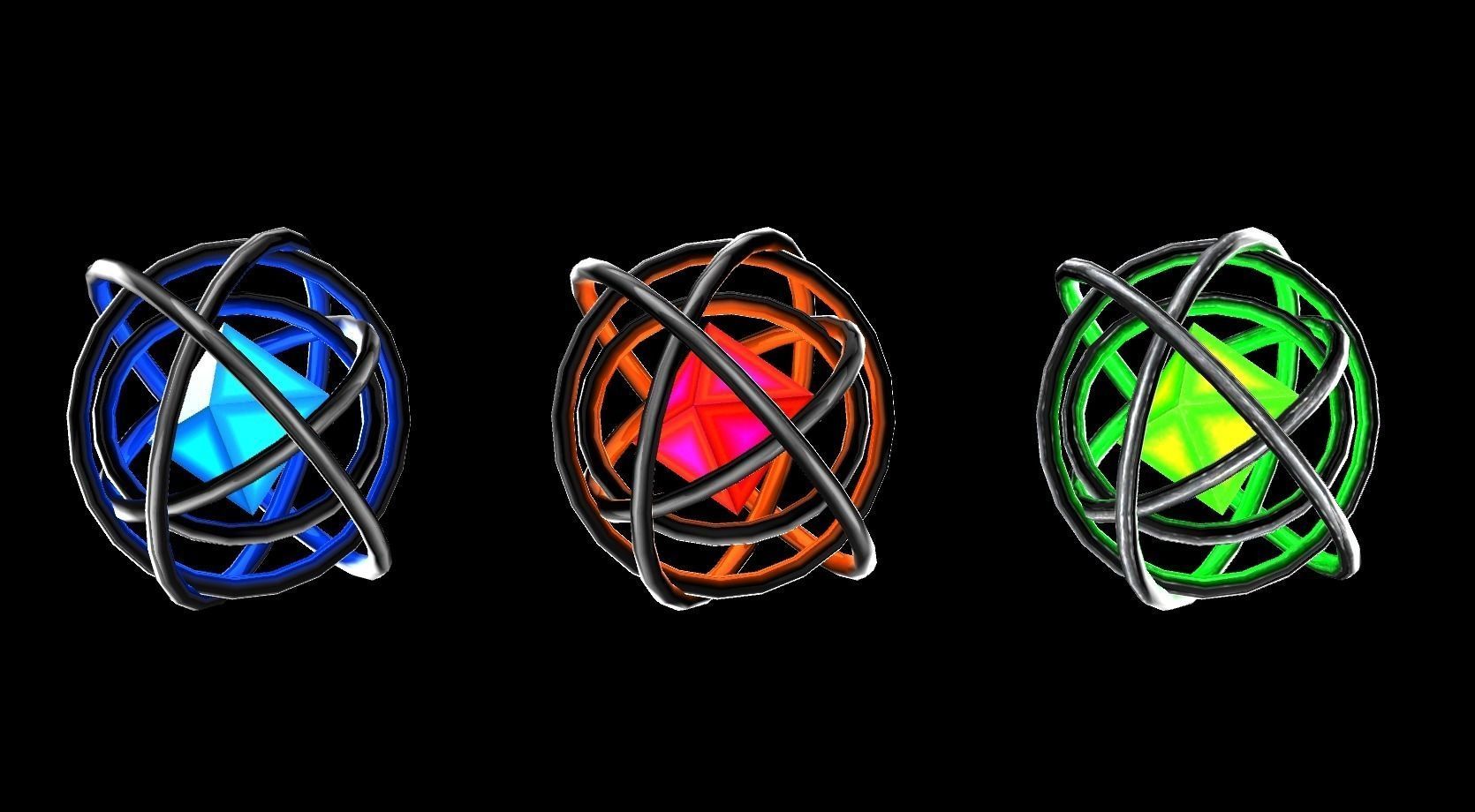 Orbit orange and atom Low-poly 3D model_1