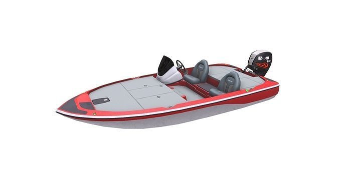 Bass Fishing Boat Low-poly PBR Low-poly 3D model