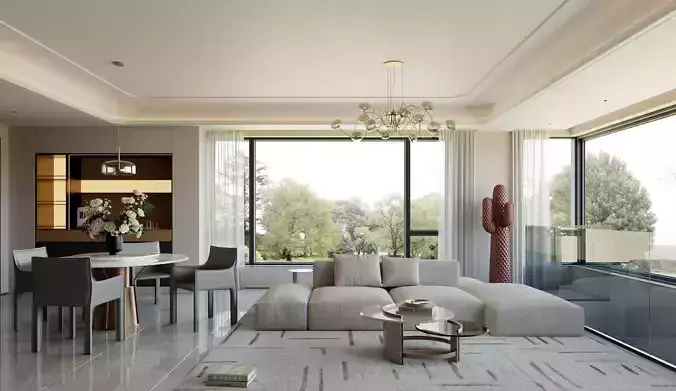 modern living room interior 3D model