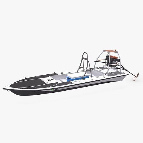 Flat Skiff Boat Low-poly PBR Low-poly 3D model