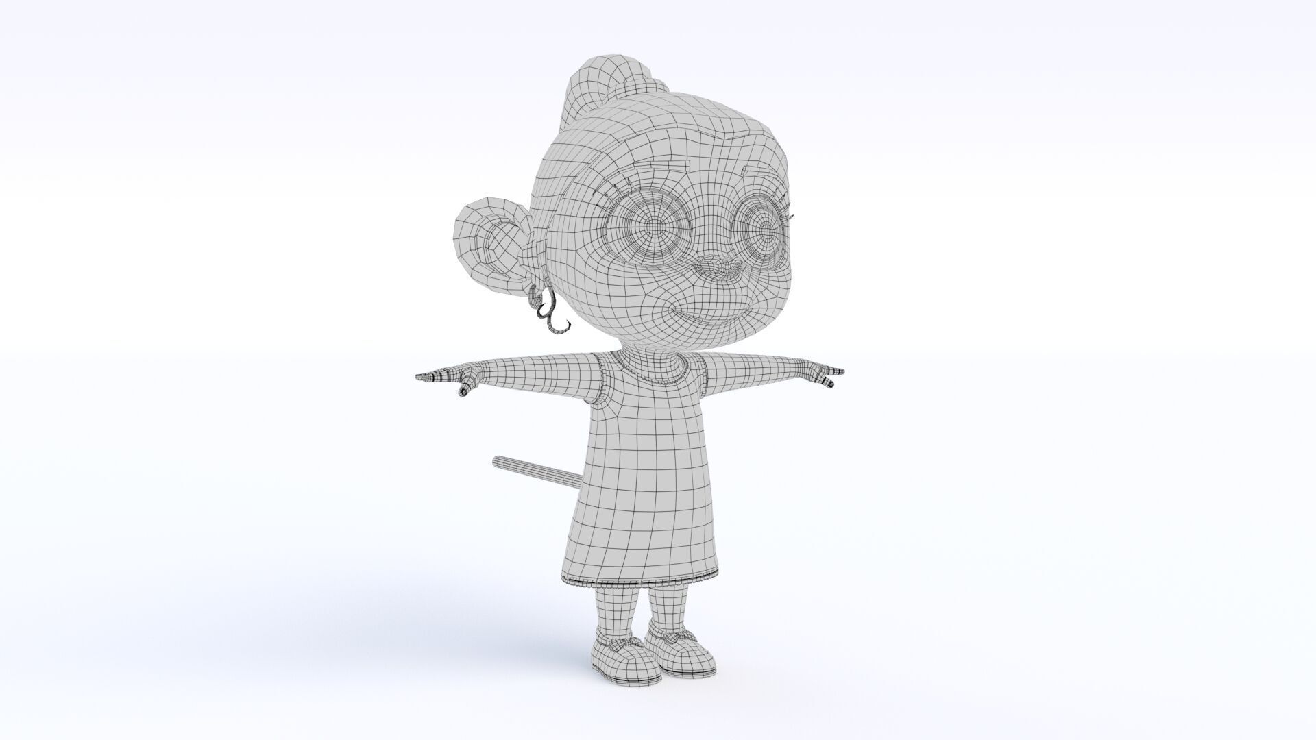 Cartoon Monkey Girl Low-poly 3D model_12