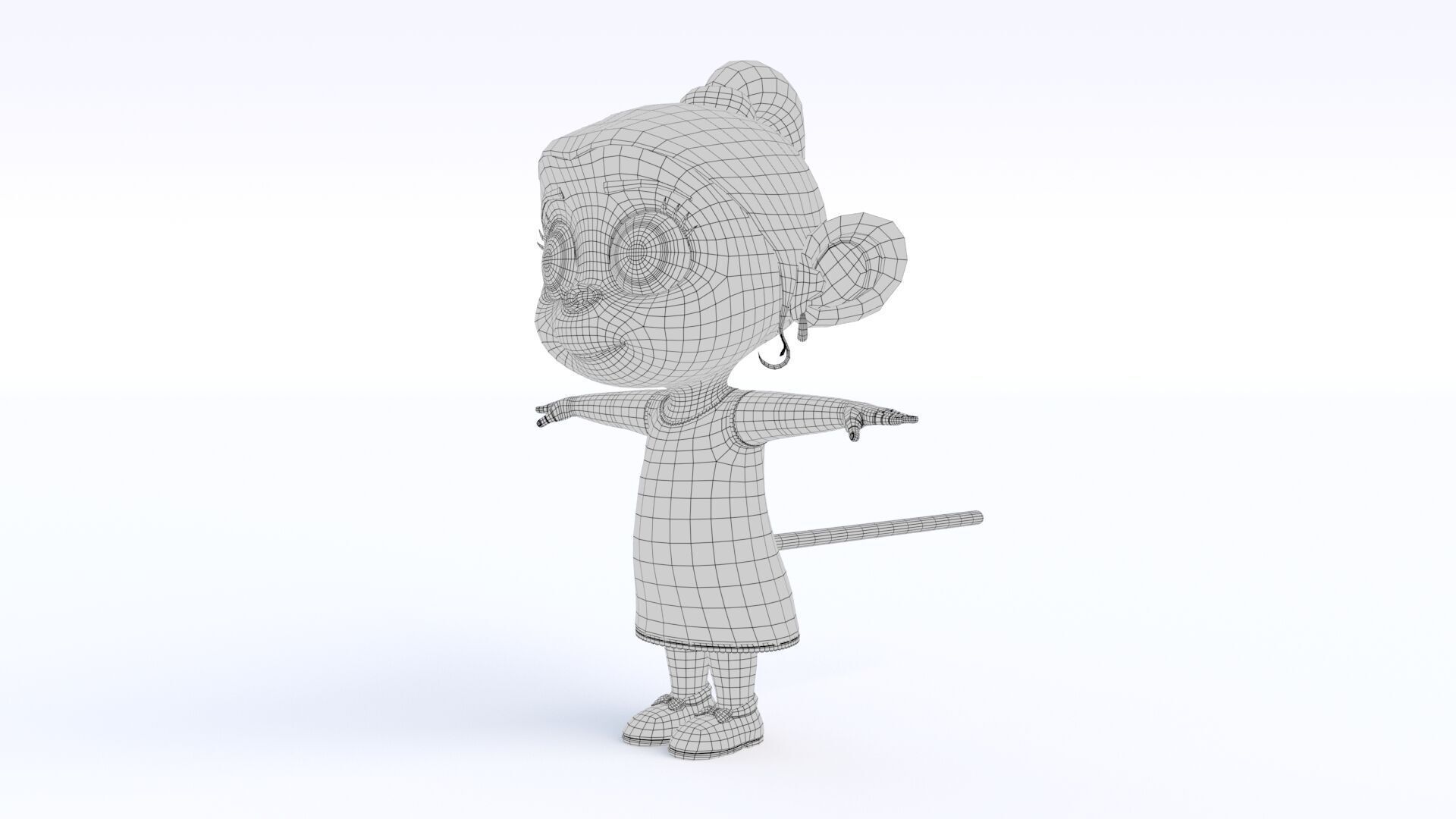 Cartoon Monkey Girl Low-poly 3D model_18